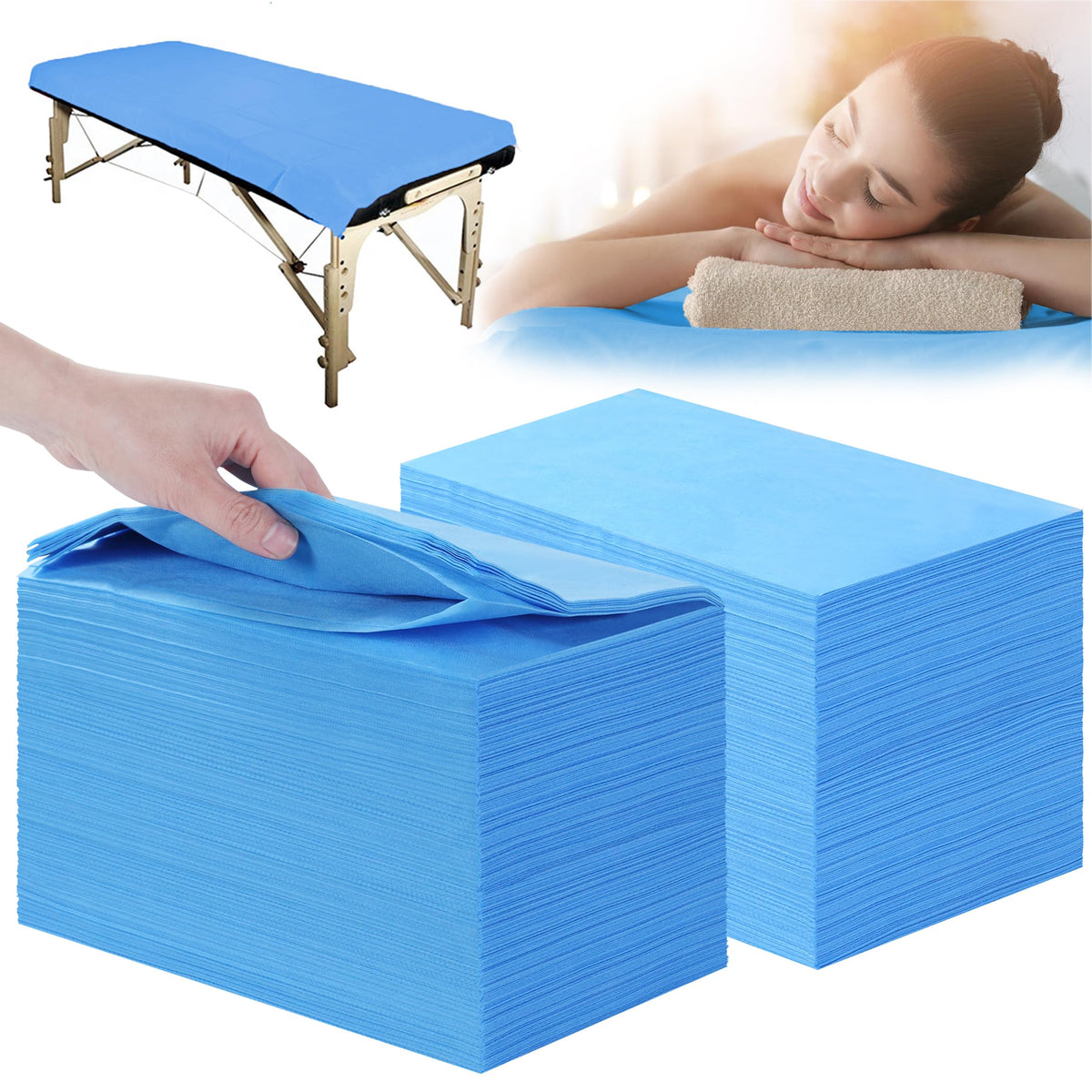 Disposable Bed Sheets 200 Pcs 31" x 71" Massage Table Sheets Non Woven Fabric SPA Bed Cover Breathable for Massage Beauty Tattoos (200 Count)