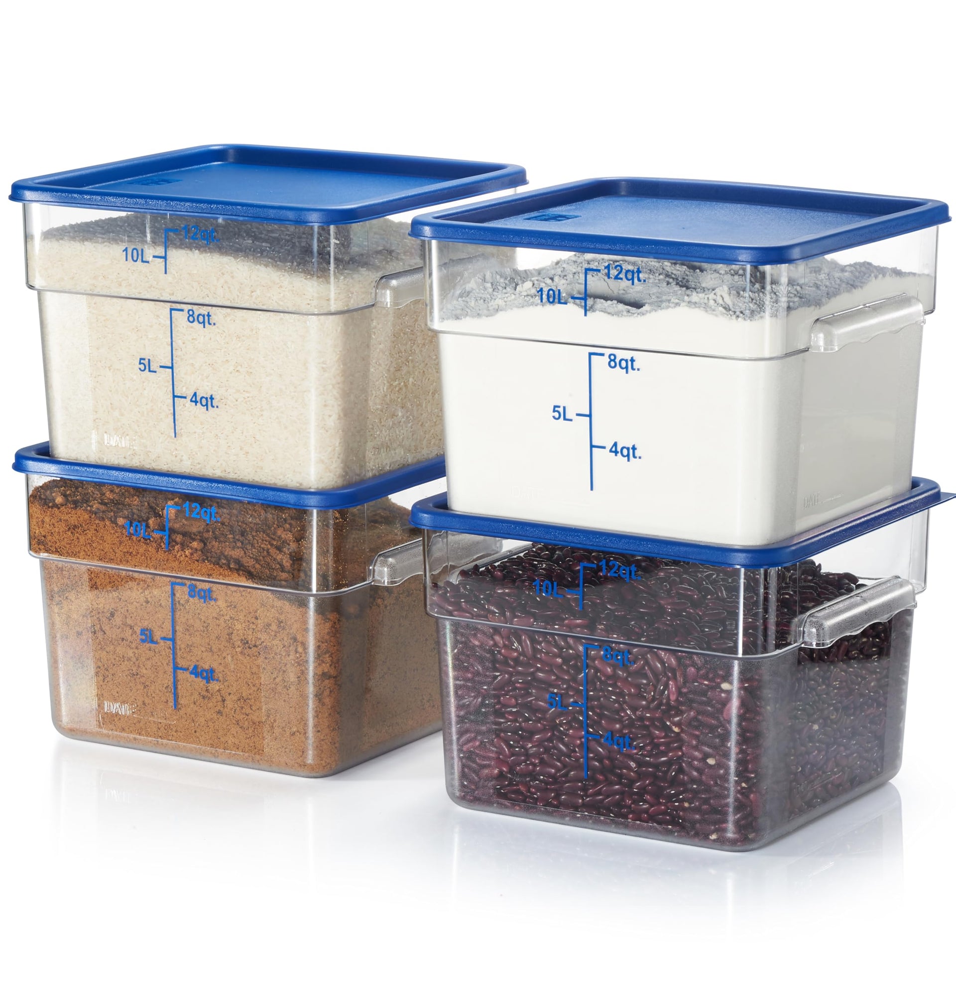 4 Pack Food Storage Containers with Blue Lids (4 Count)