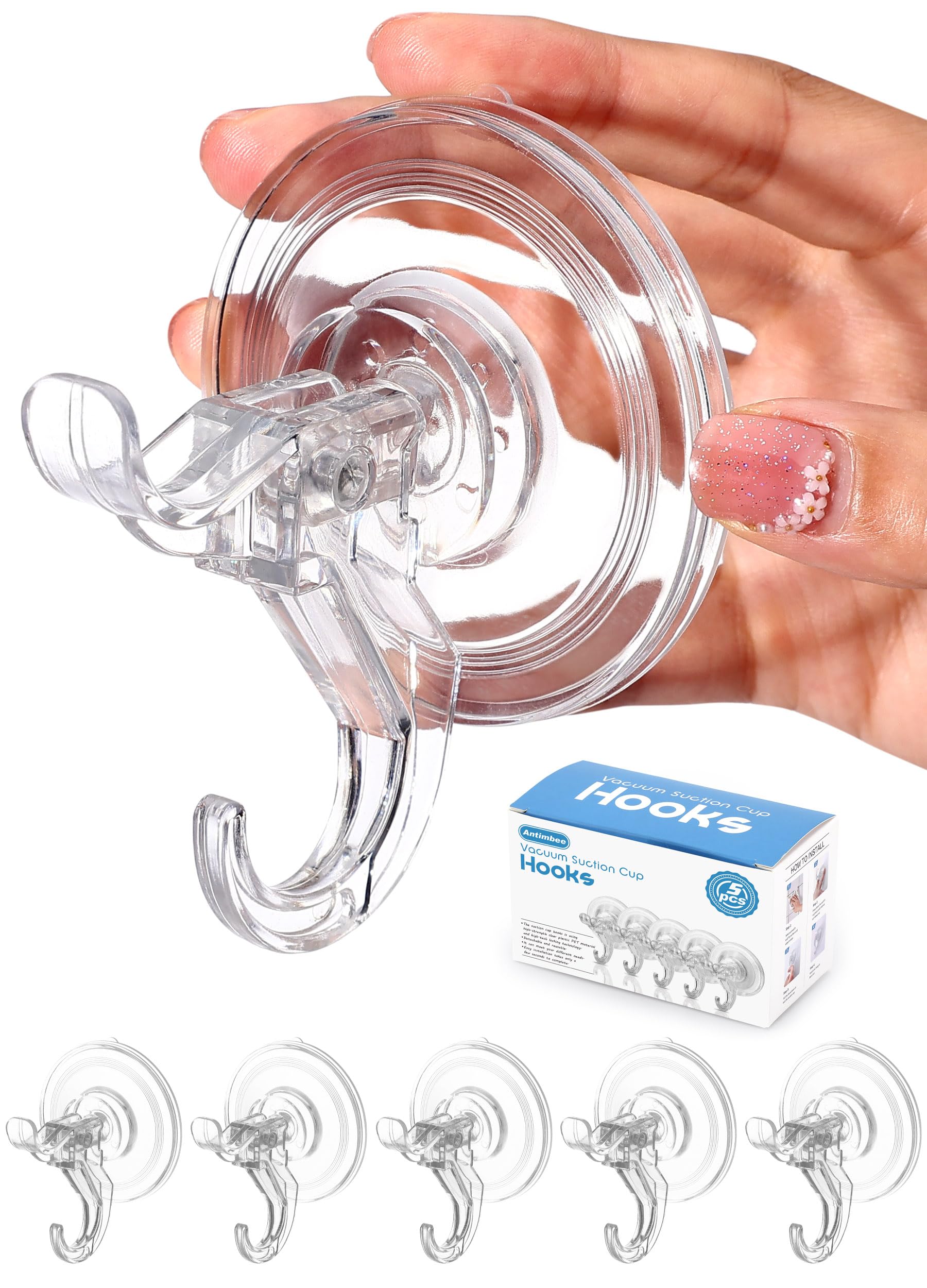 Transparent Heavy Duty Suction Hooks (5 Count)