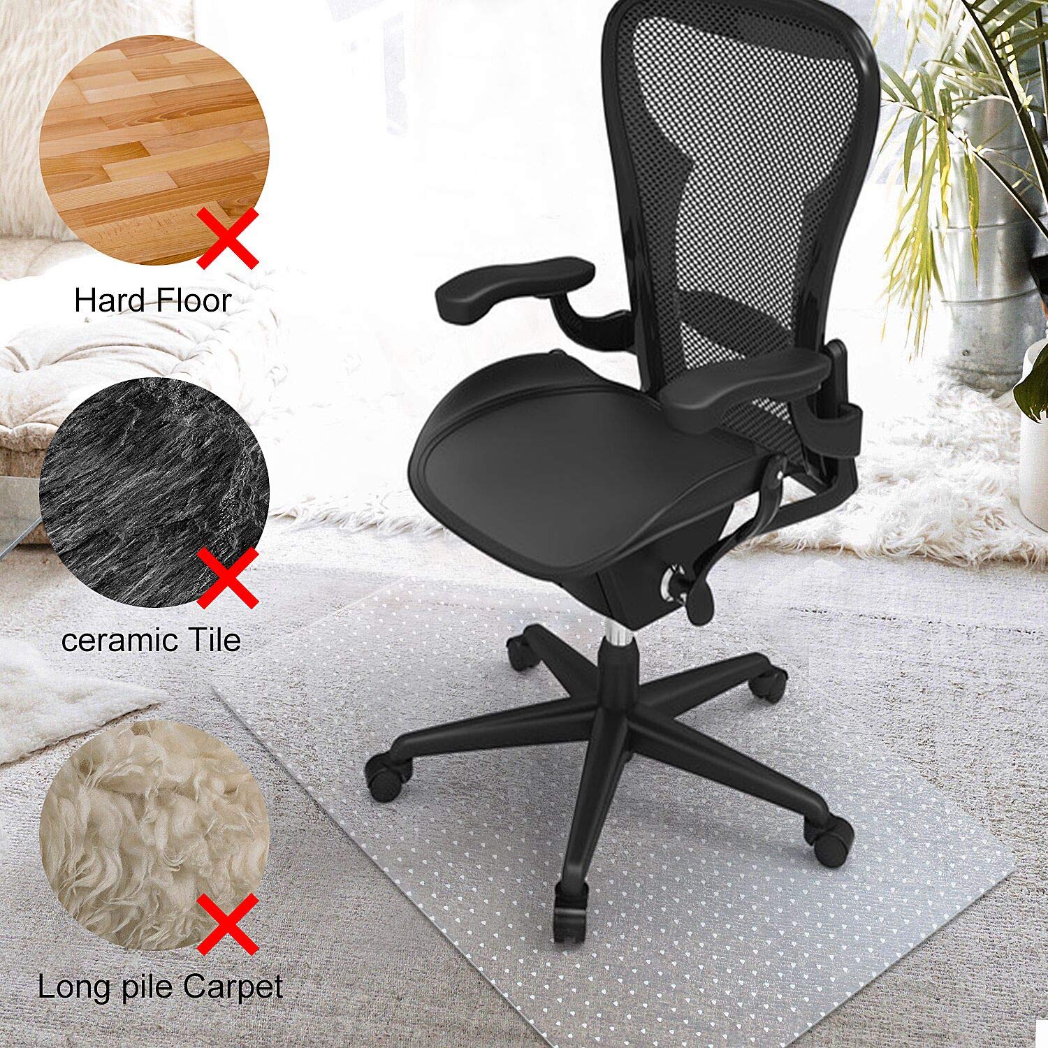 Chair Mat for Carpet 48"x 36" with Lip Chair Mat Thick and Sturdy
