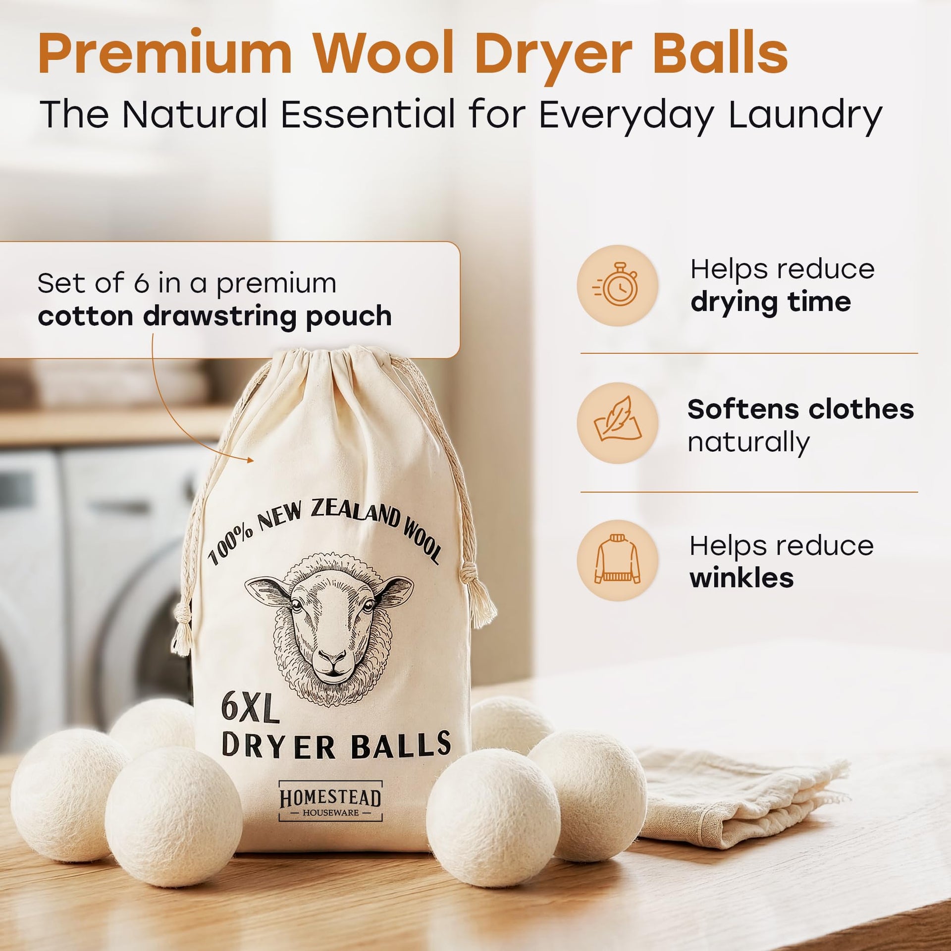 XL Wool Dryer Balls 6 (6 Count)