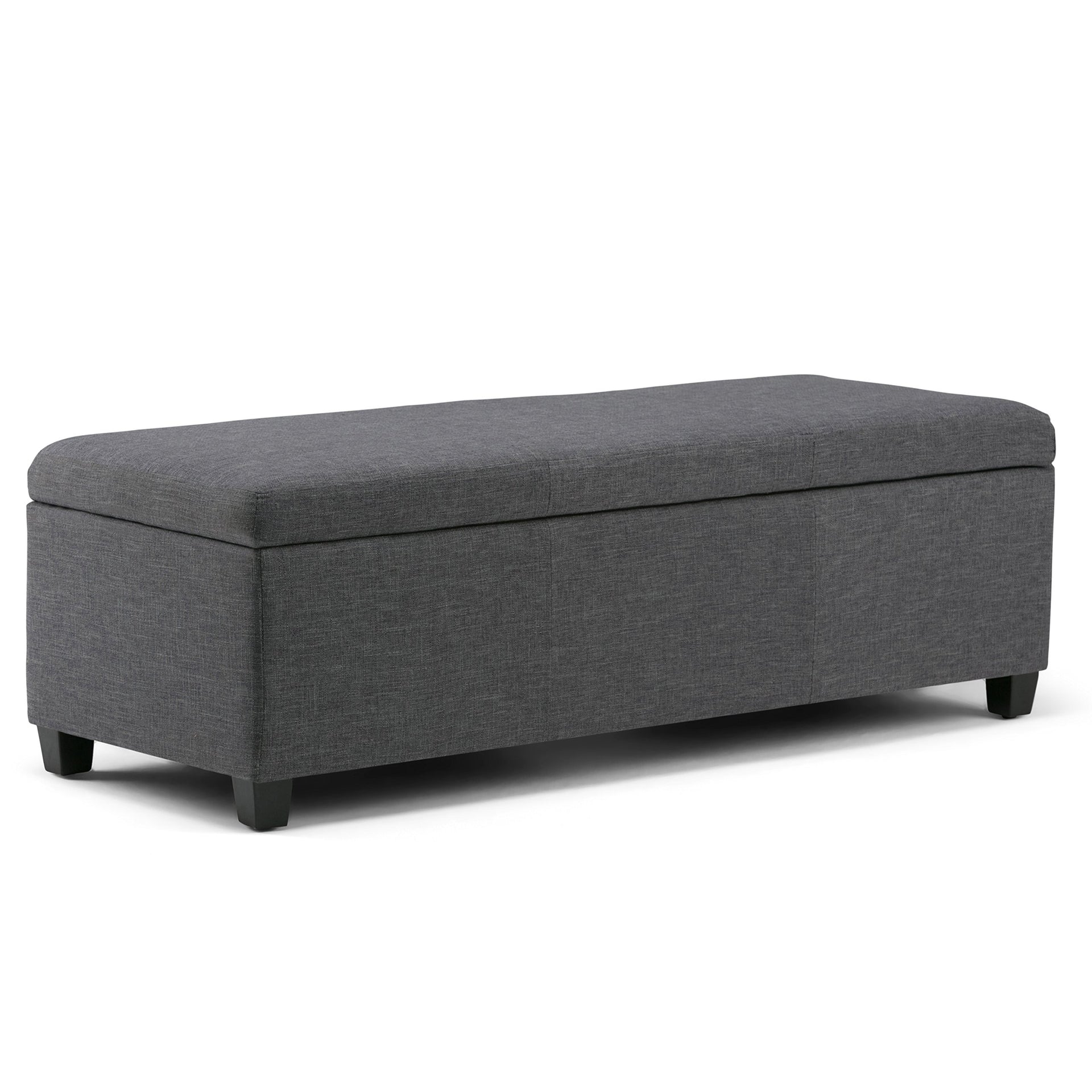 Avalon 48" Wide Linen Look Fabric Storage Ottoman in Slate Grey