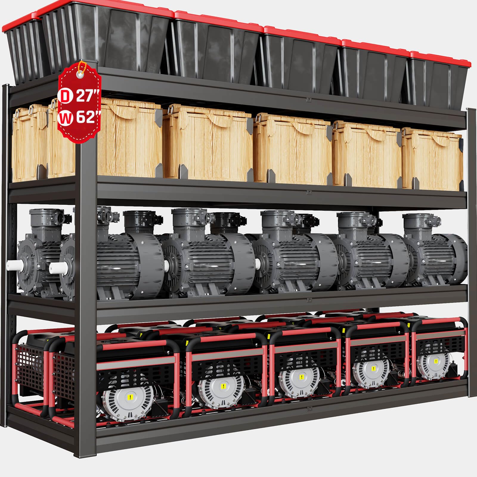 62" W Garage Shelving Heavy Duty