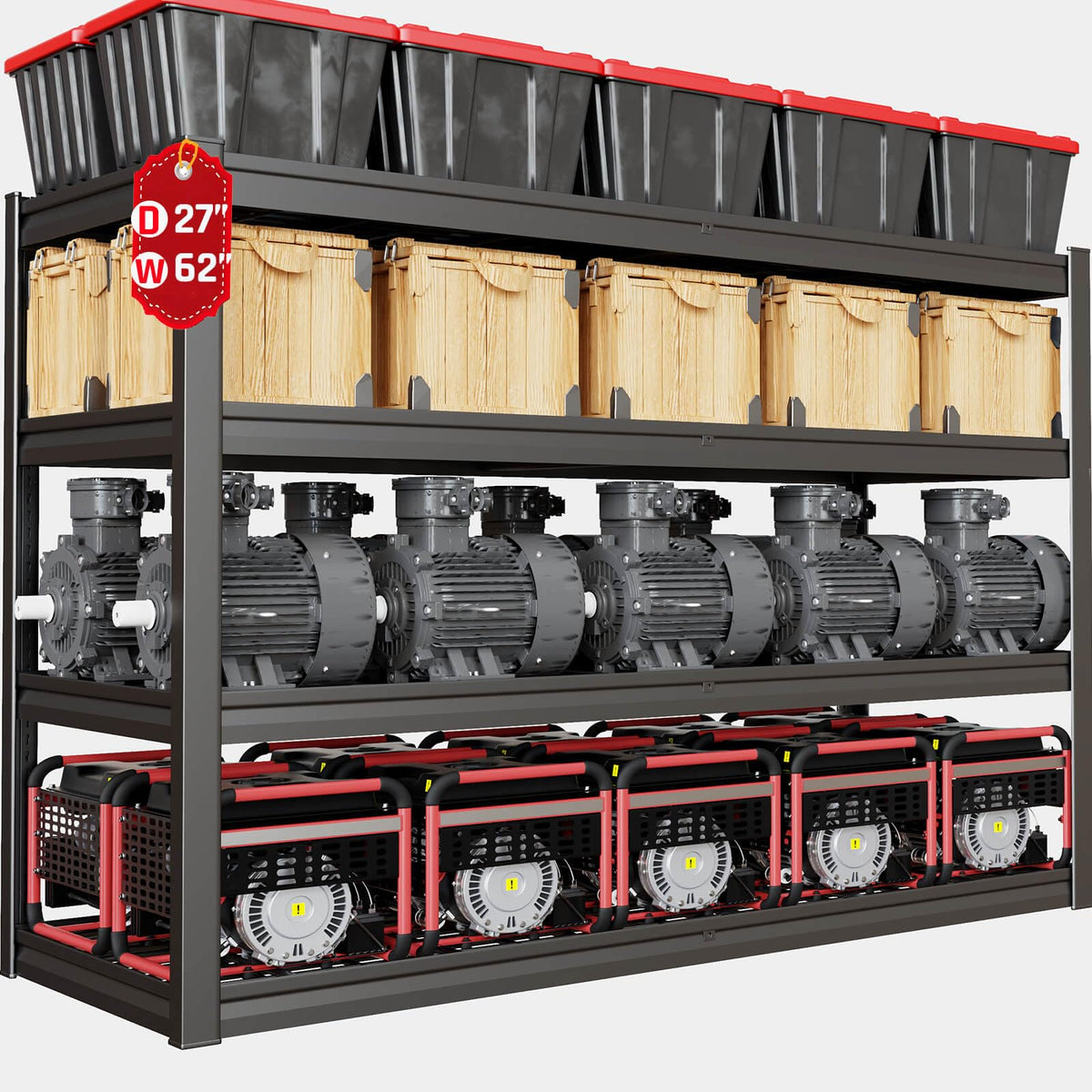 62" W Garage Shelving Heavy Duty