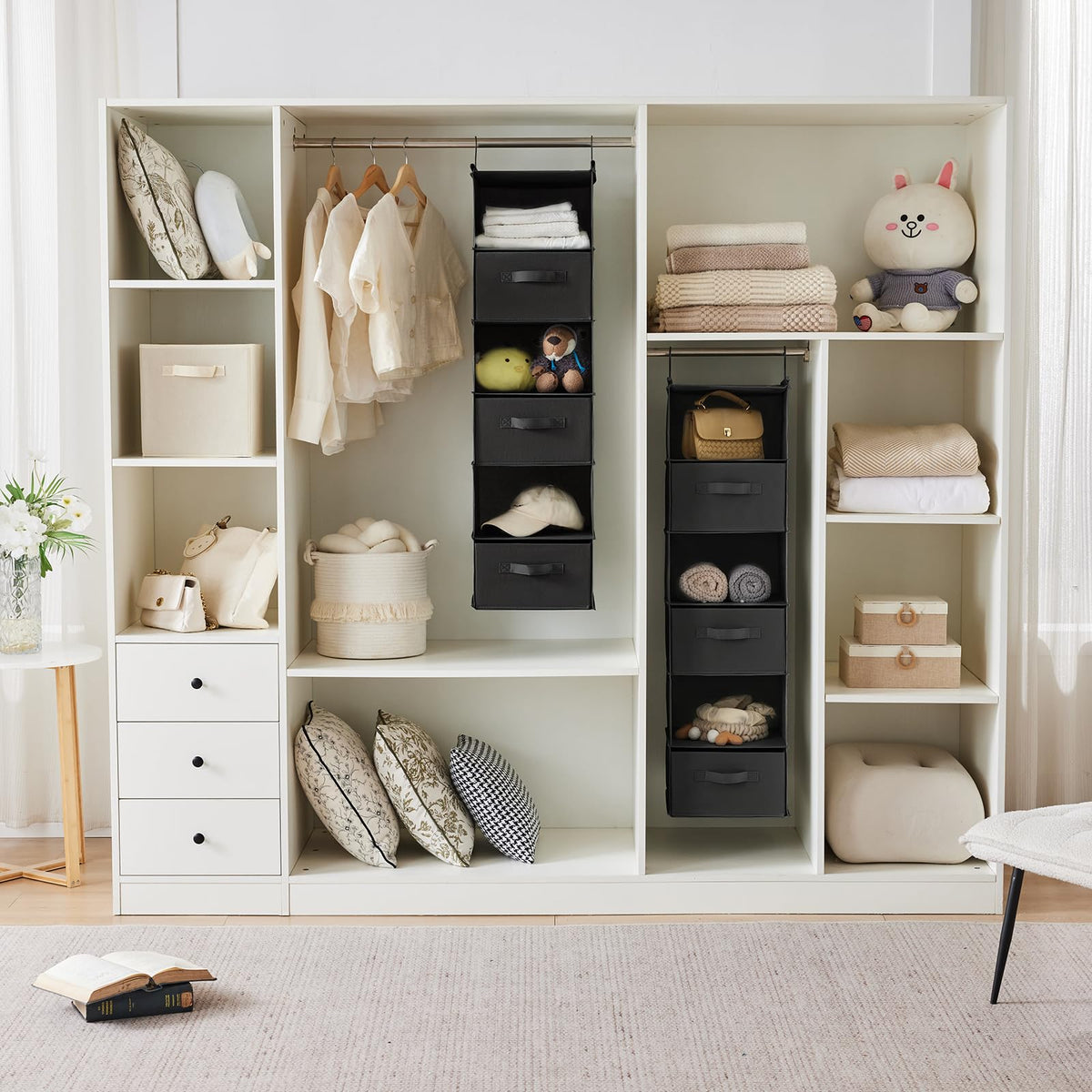 6 Tier Hanging Closet Organizer with 2 Sturdy Hooks