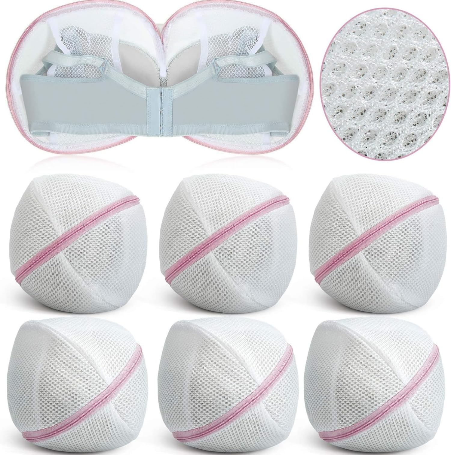 6 Pcs Bra Washing Bag for Laundry Storage Women 11.81 Inch Pink (6 Count)