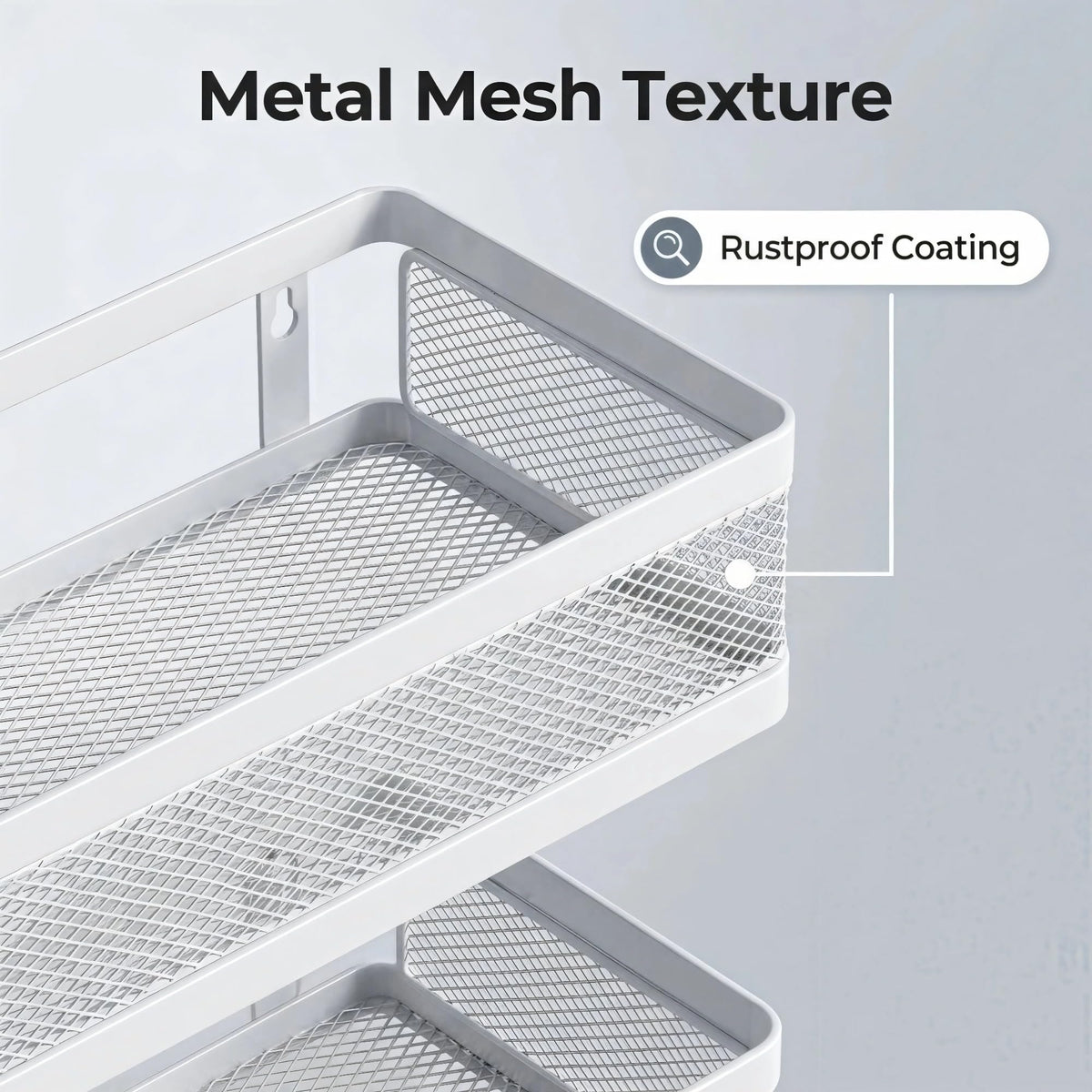 5-in-1 Wide Wall Mount Wrapped Mesh Kitchen Organizer & Shower Caddy Kit, with Paper Towel Holder, Utensil Holder, Soap Dish, Heavy Duty 50LBS - White, Netting
