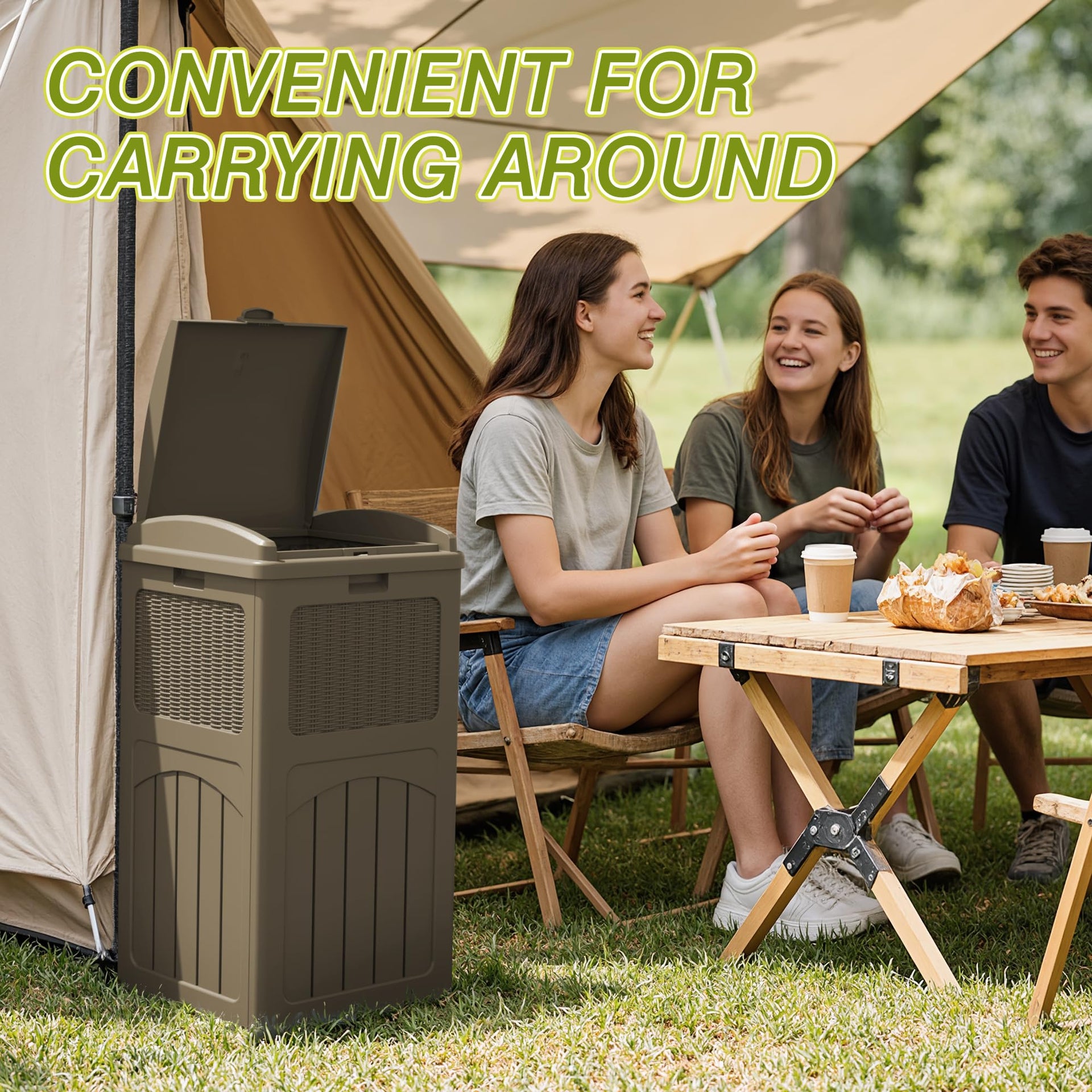 33 Gallon Resin Outdoor Trash Can with Lid (4 Count)