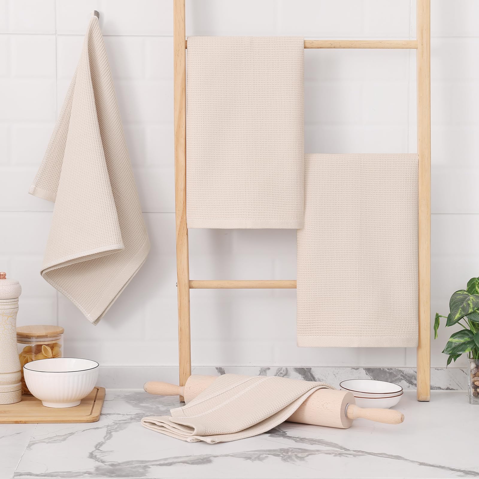 100% Cotton Waffle Weave Kitchen Towels (6 Count)