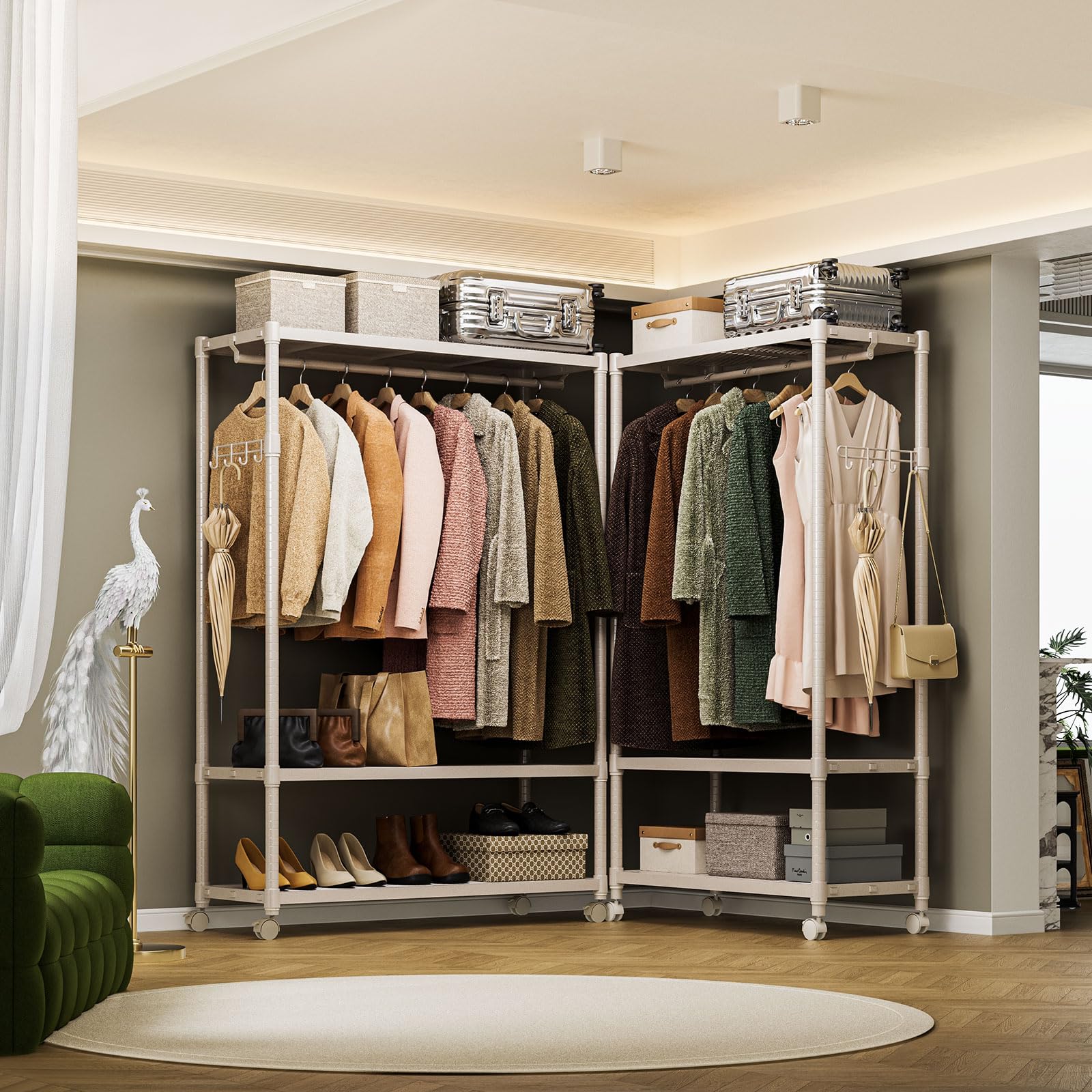 Heavy Duty Rolling Garment Rack Wire Clothes Rack for Hanging Clothes