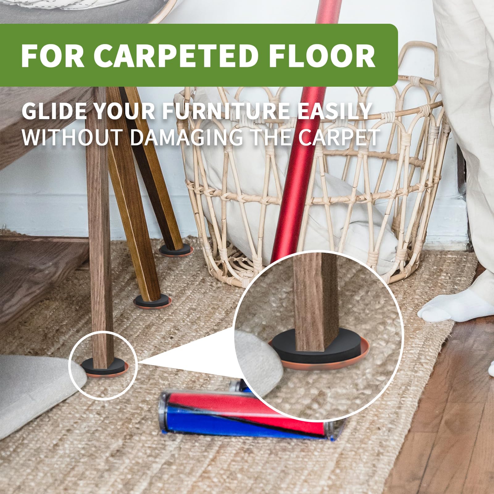 Furniture Sliders for Carpet 8 PCS (8 Count)