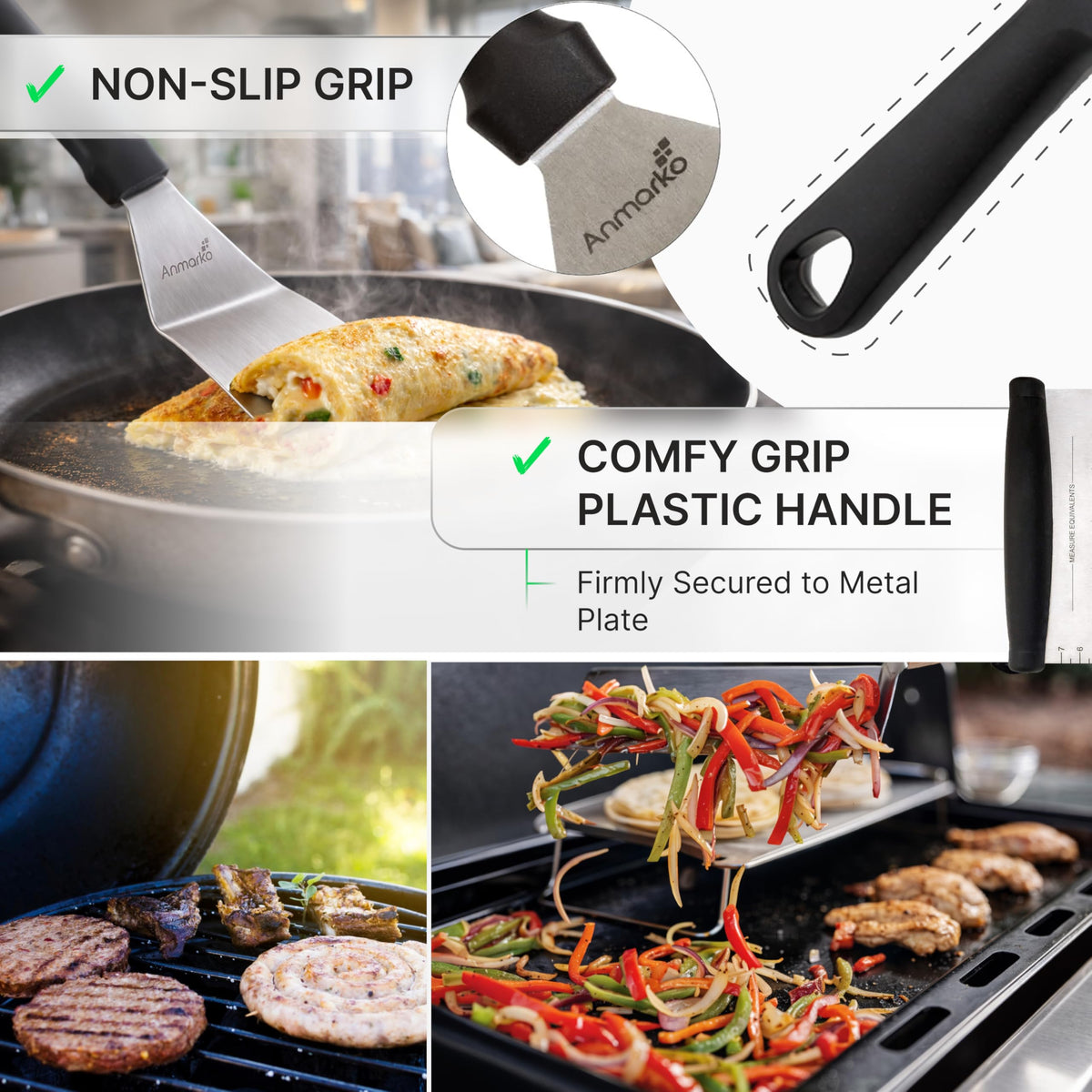Metal Spatula Stainless Steel and Scraper (3 Count)