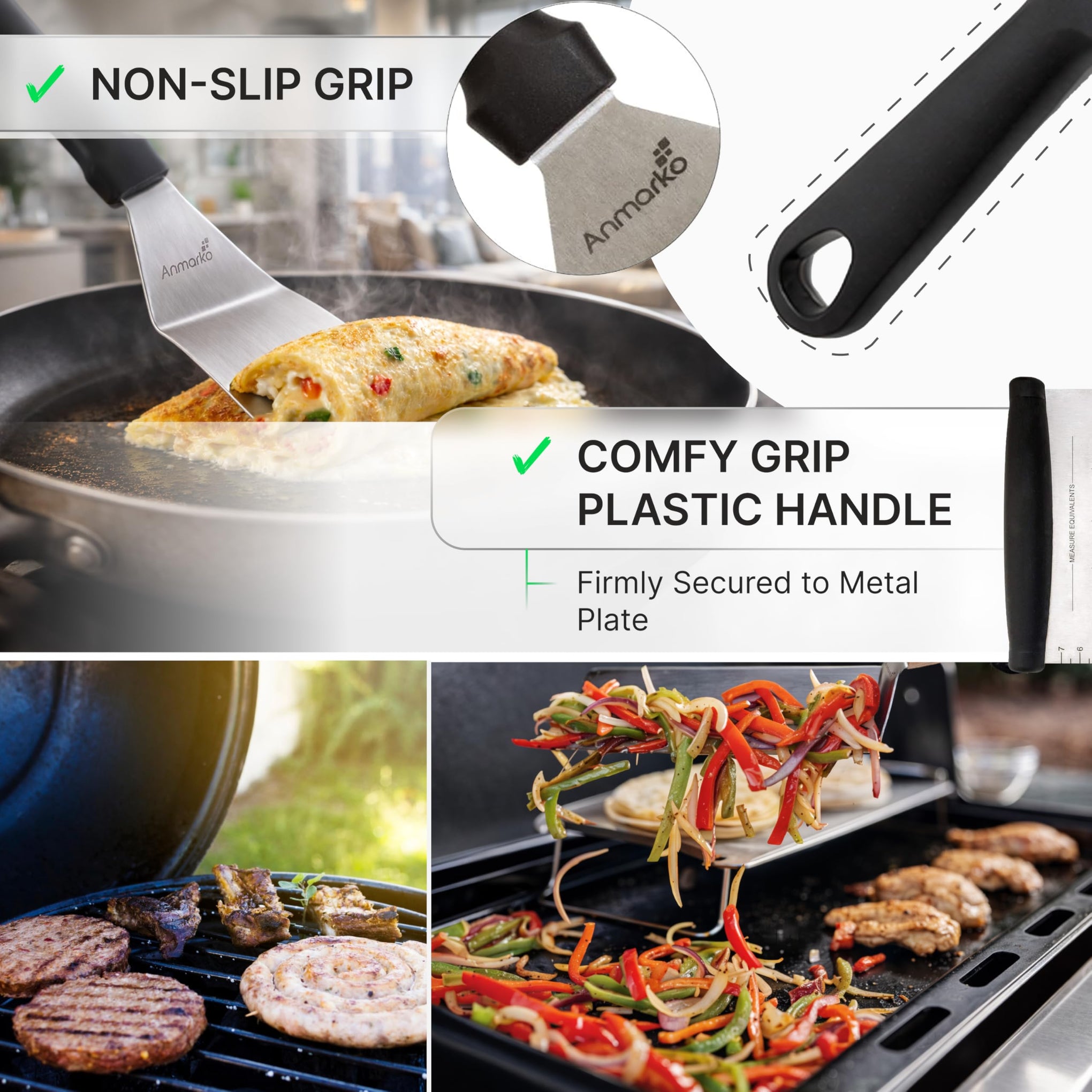 Metal Spatula Stainless Steel and Scraper (3 Count)