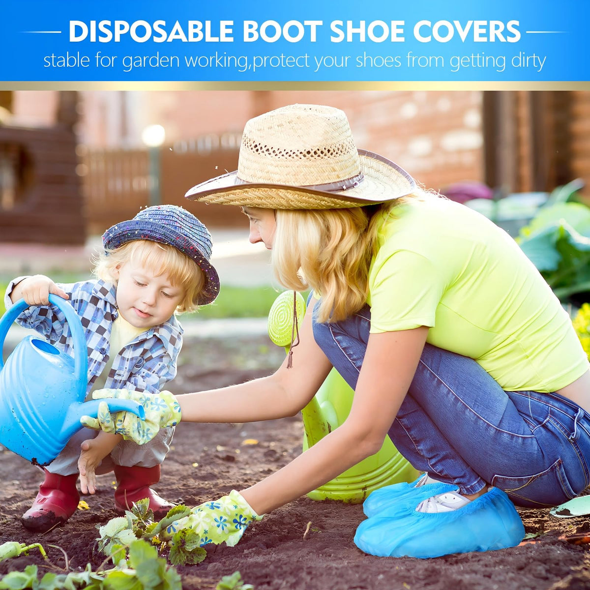300 Pack Disposable Shoe Covers Non Slip Disposable Large Foot Booties Shoe Covers for Indoors Contractors Floor and Carpet Protectors