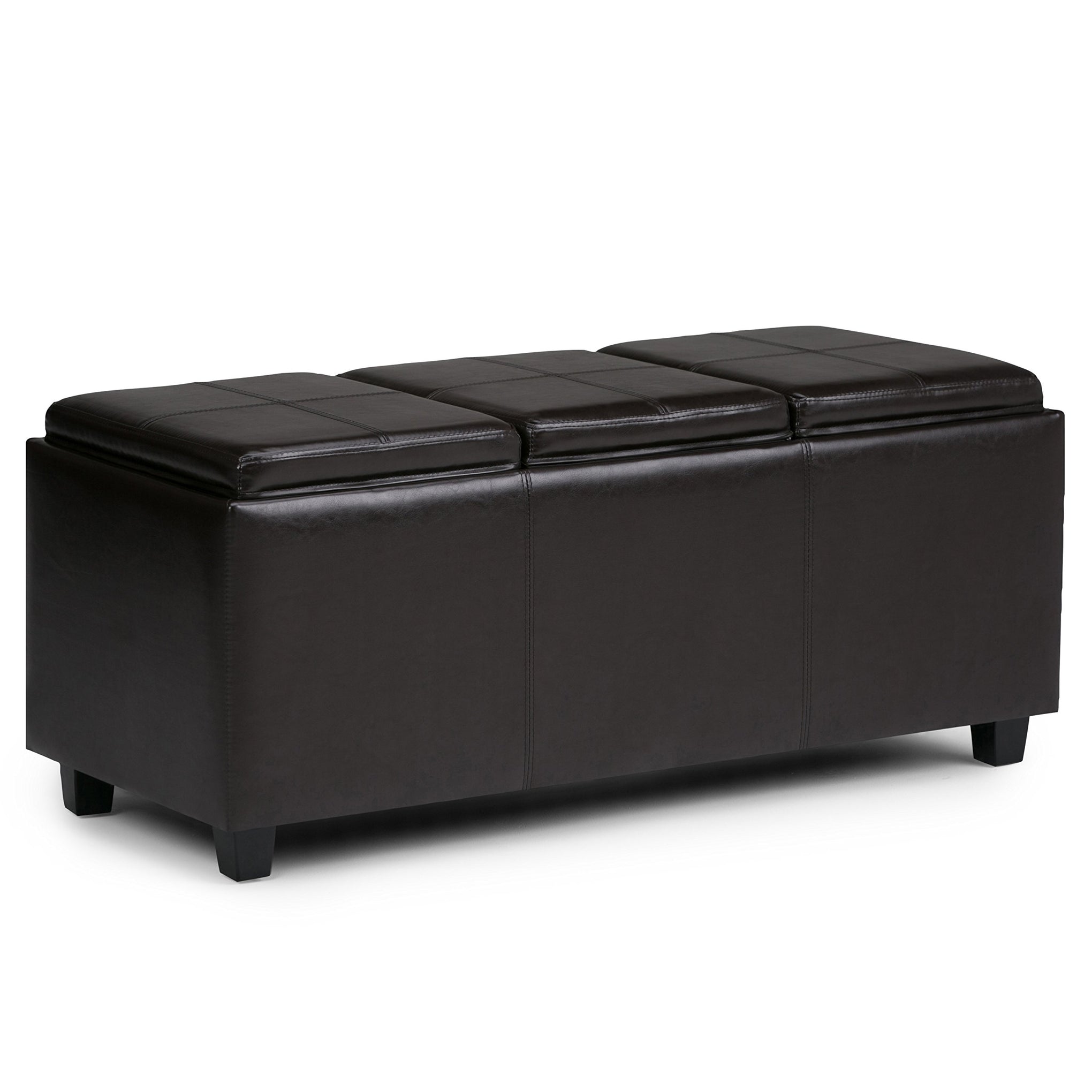 Avalon 48" Wide Vegan Leather Storage Ottoman in Grey