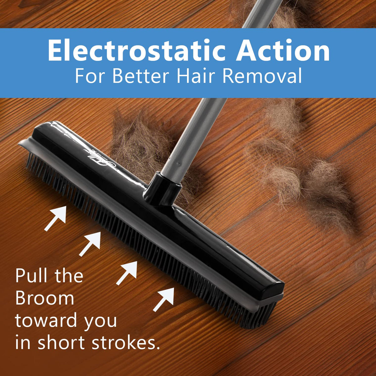 Rubber Broom for Carpets Floors Stairs Upholstery