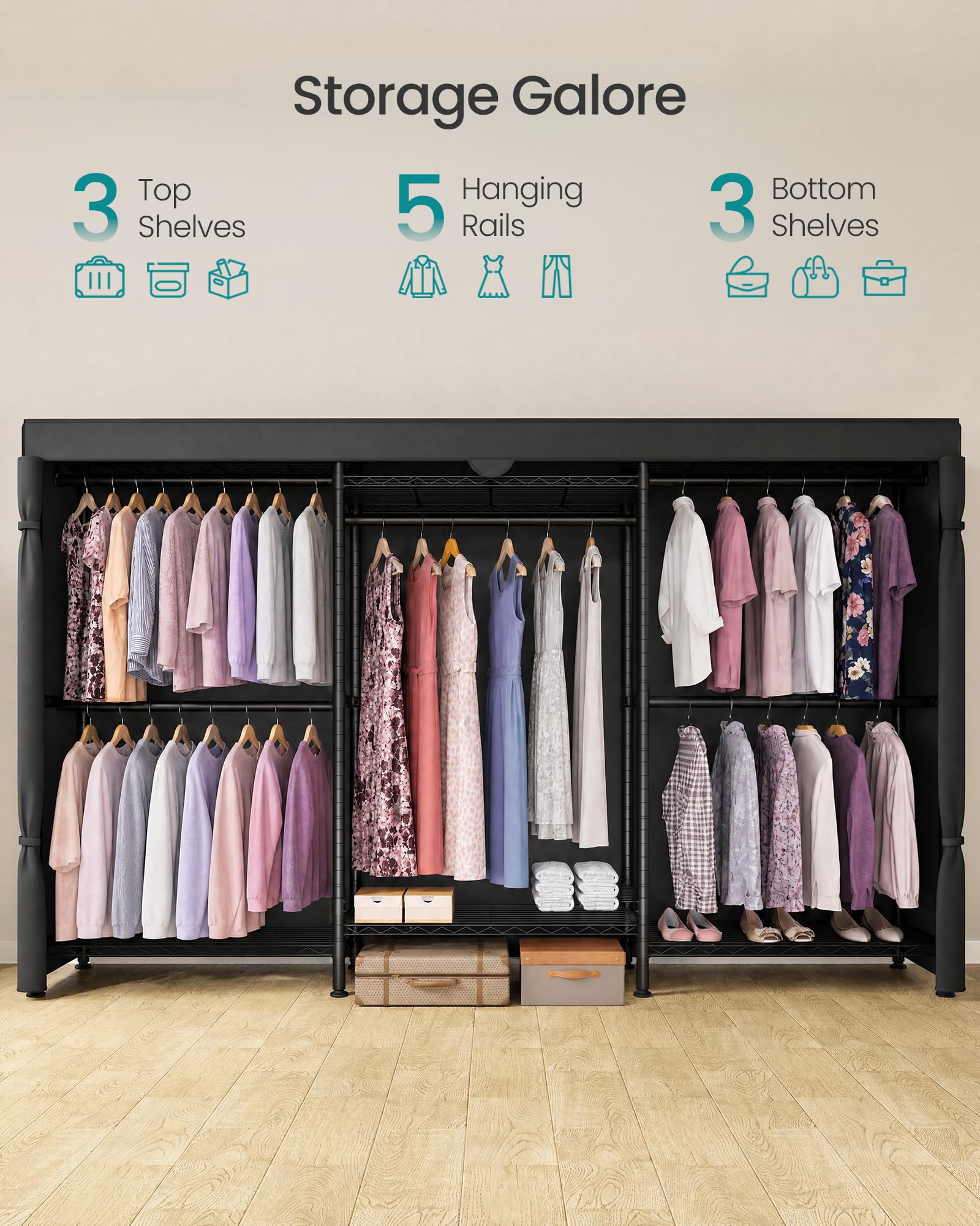 Heavy Duty Rolling Clothes Rack