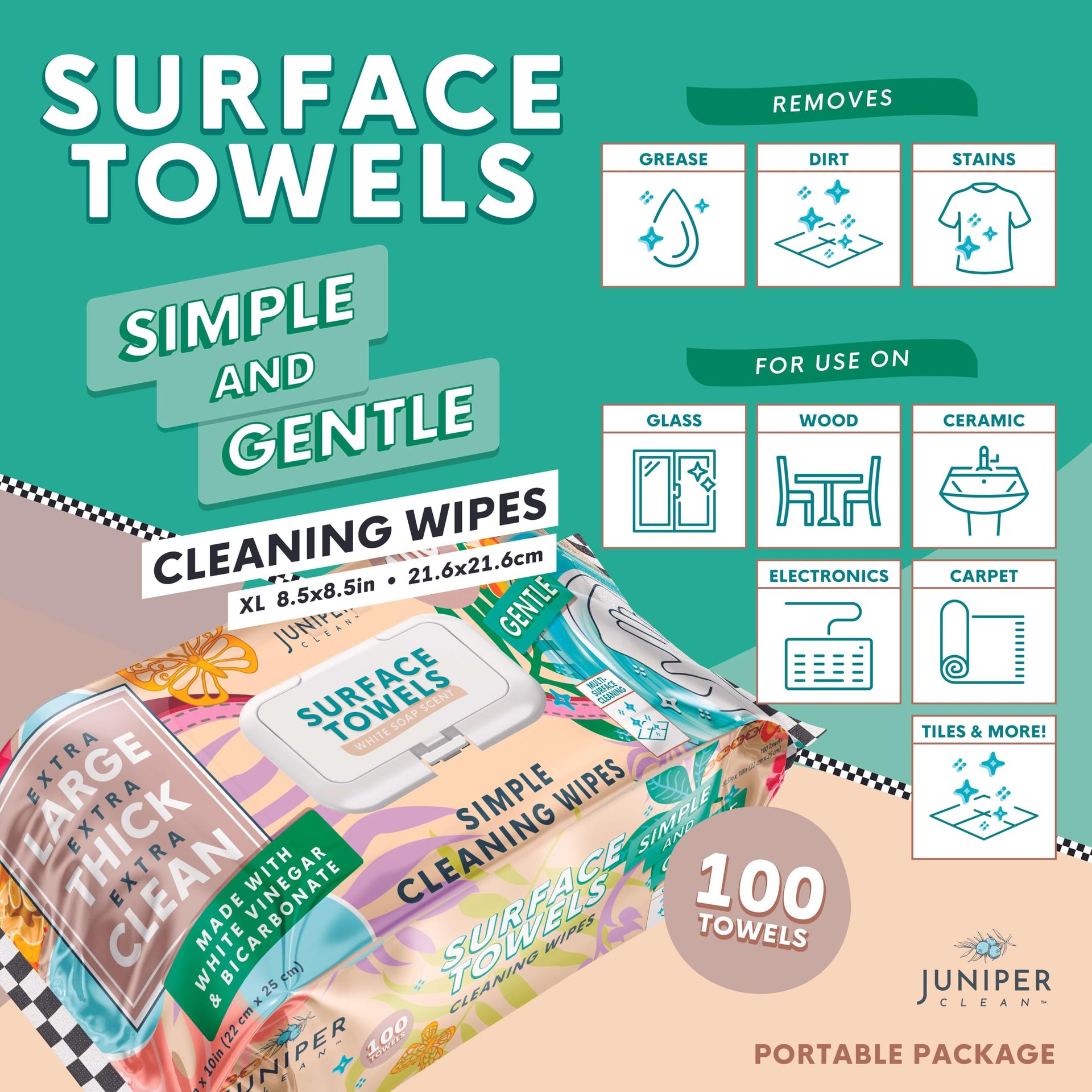 3 Packs Surface Cleaning Wipes (300 Count)
