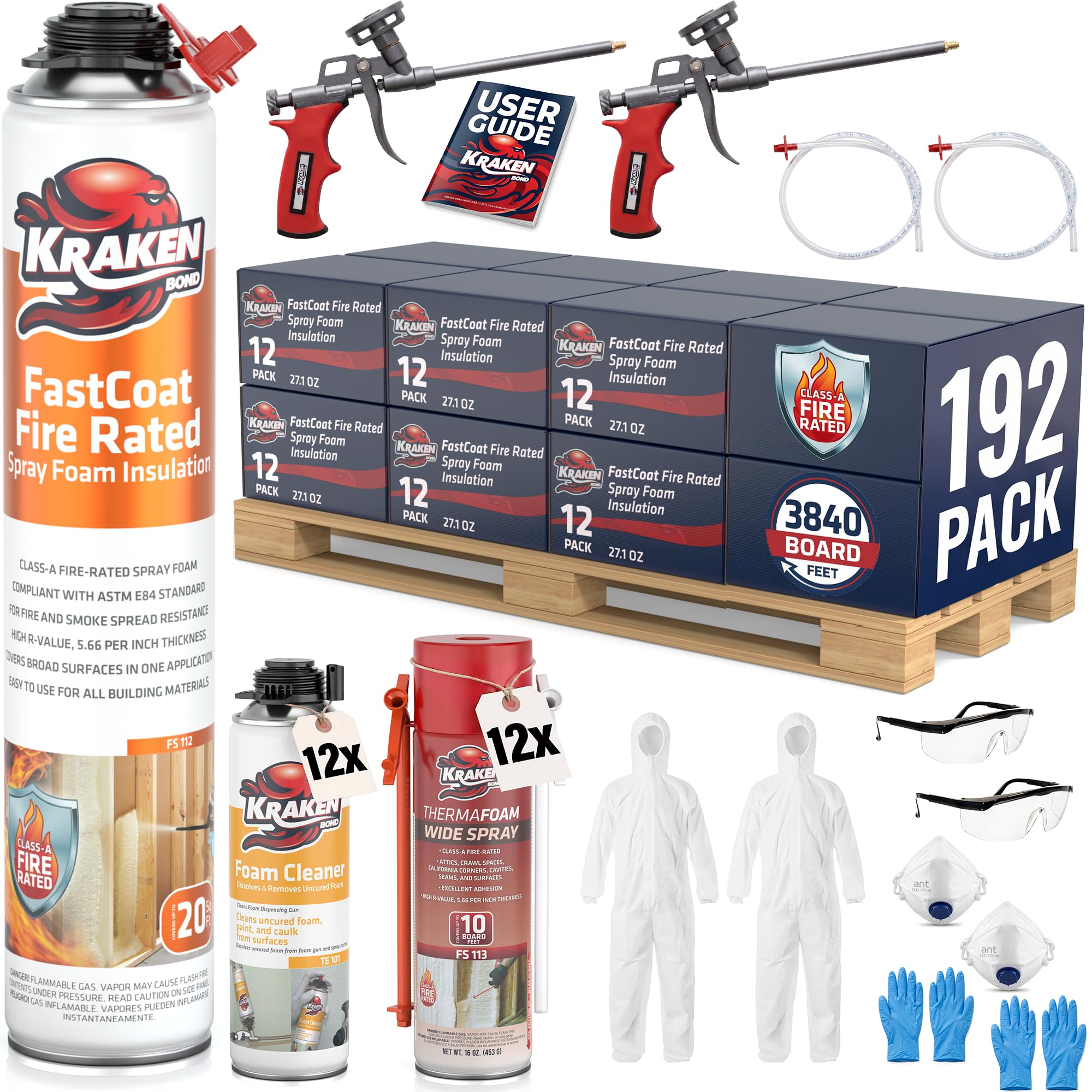 Fastcoat Fire Rated Spray Foam Insulation Kit Closed Cell in a Can 3840 sq ft (192 Count)