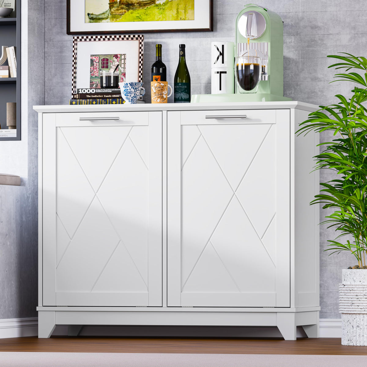 Tilt Out Trash Can Cabinet for 2 Bins