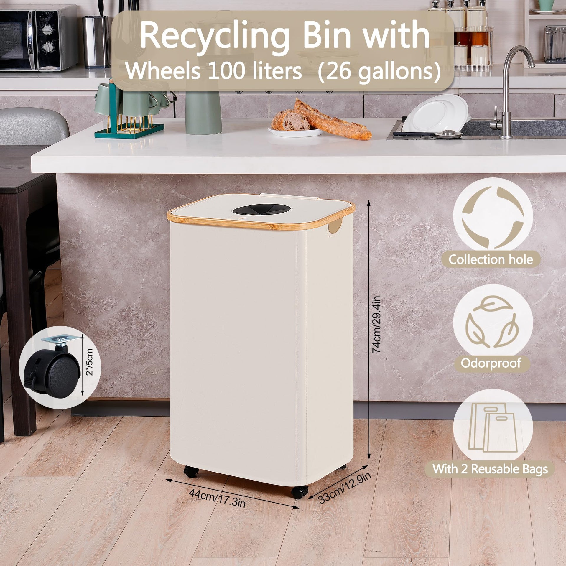 Recycle Bins for Kitchen 100L