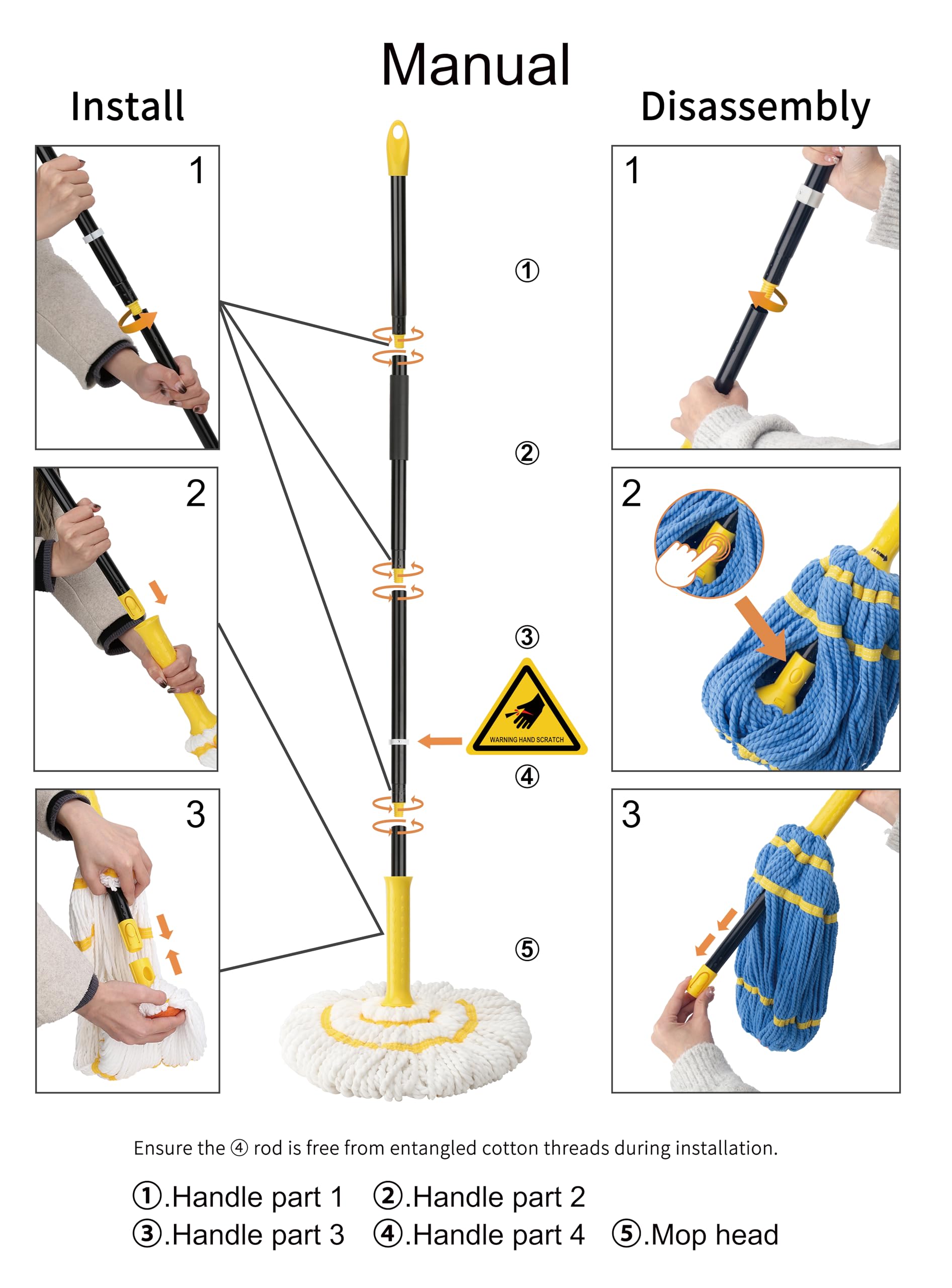Self Wringing Twist Mops for Floor Cleaning