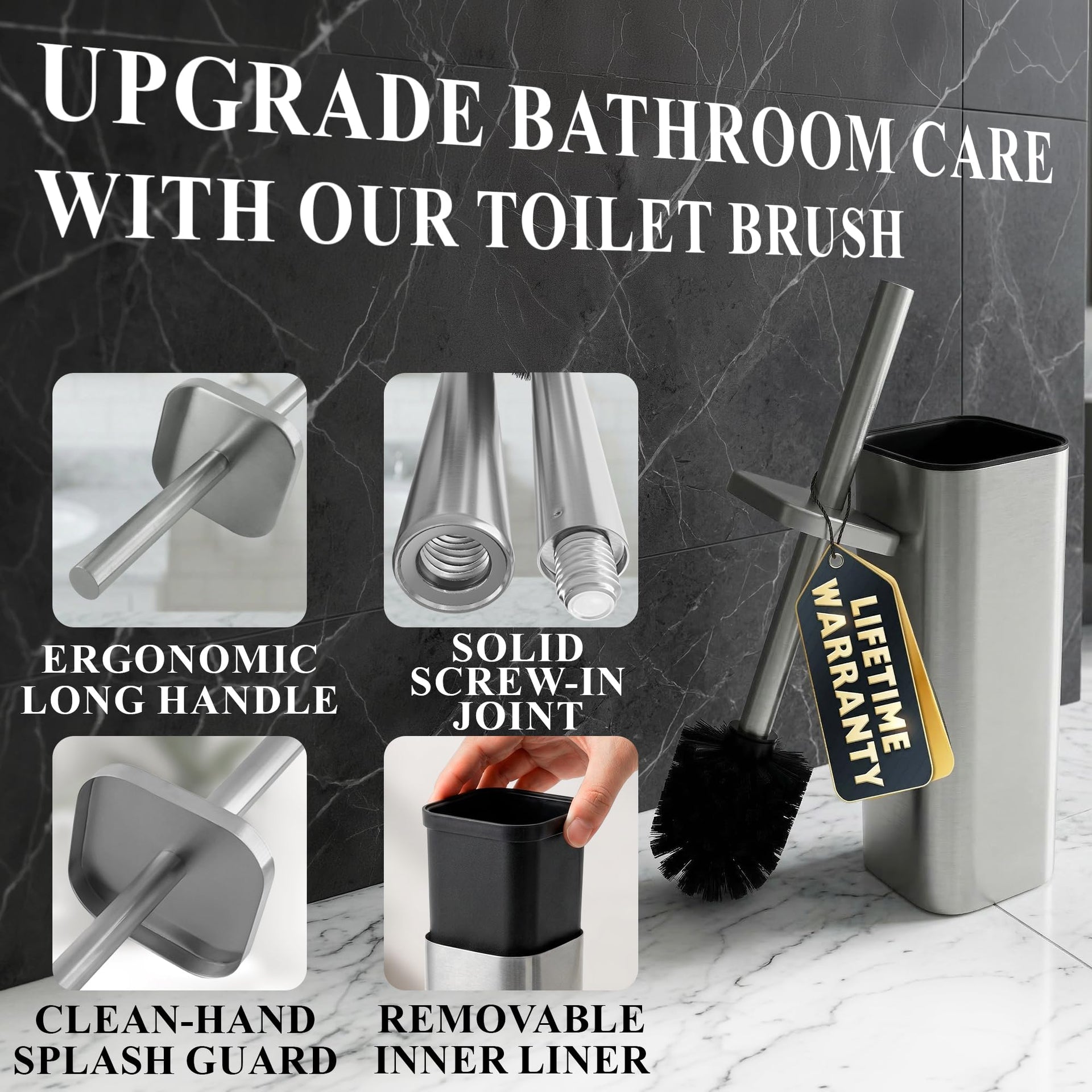 Stainless Steel Toilet Brush and Holder Set