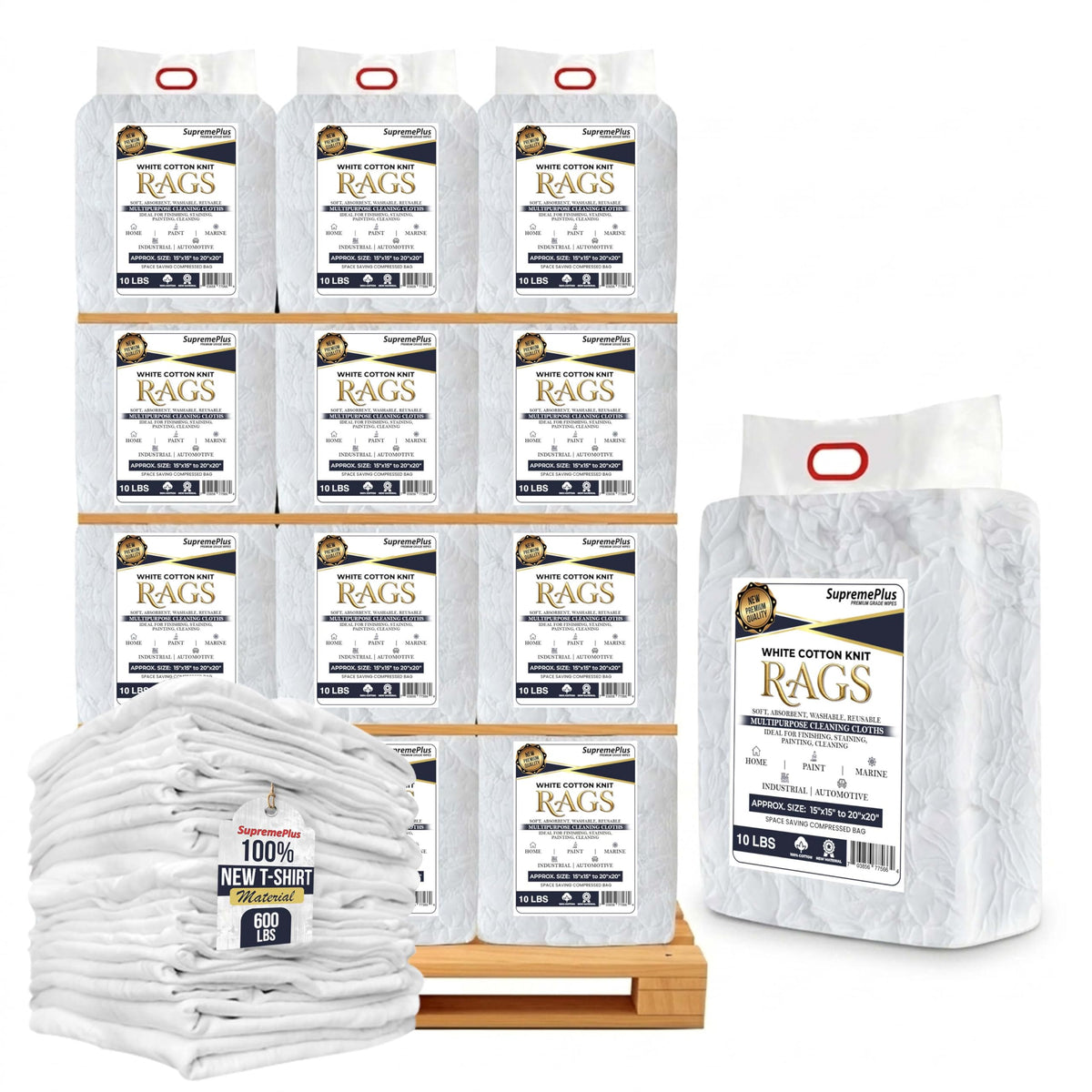 Premium New White Cotton Knit T (4000 Count)