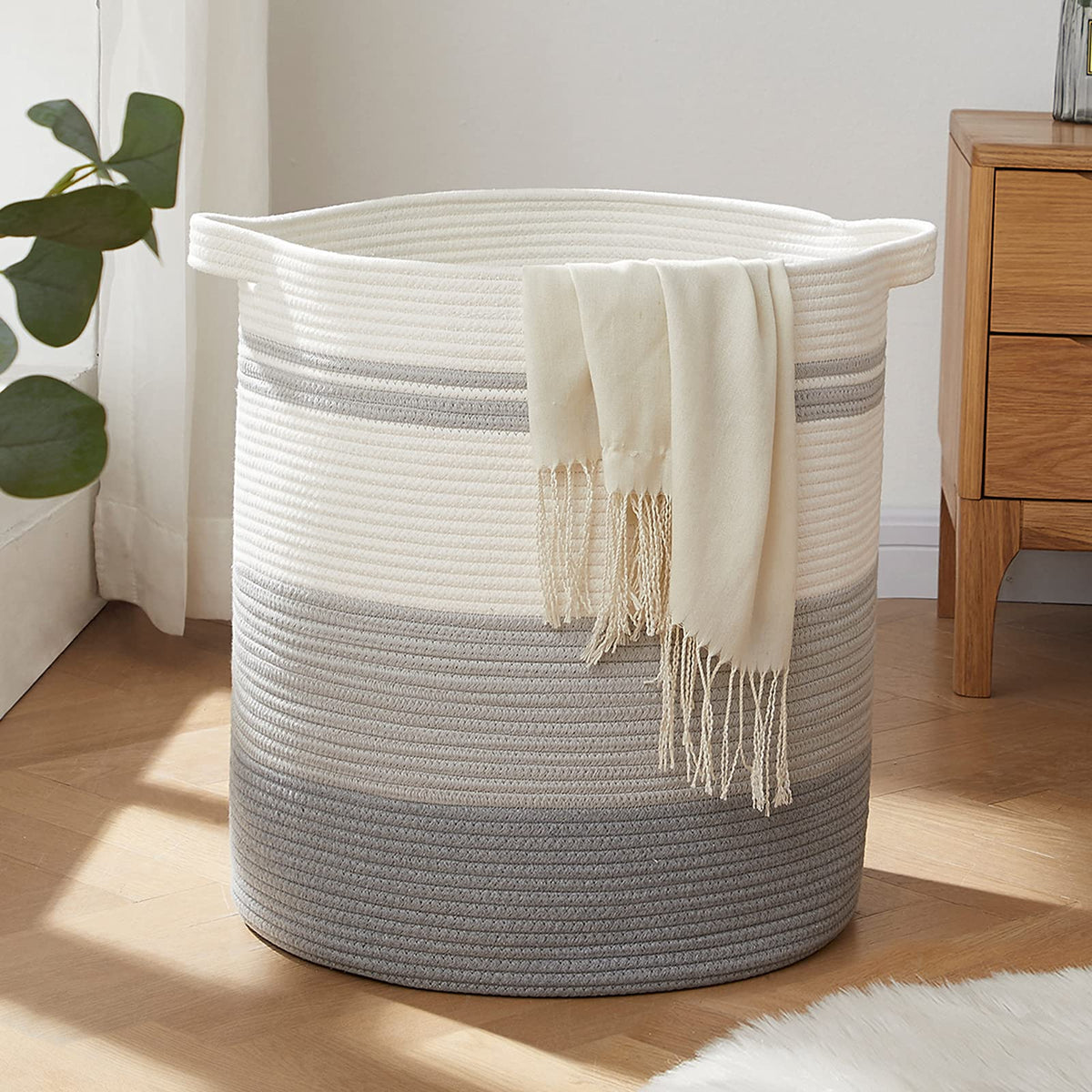 80L Laundry Basket Laundry Hamper Nursery Hamper Gradient Gray