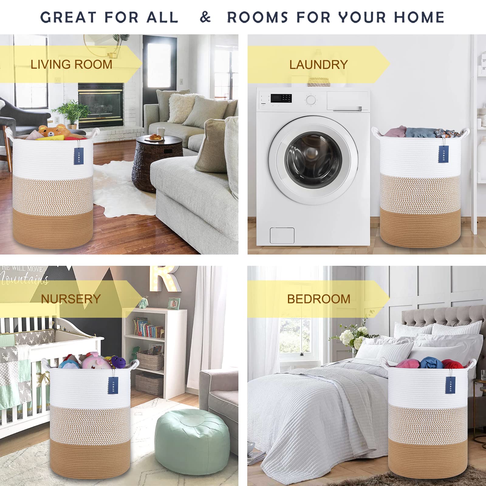 Tall Woven Blanket & Laundry Basket