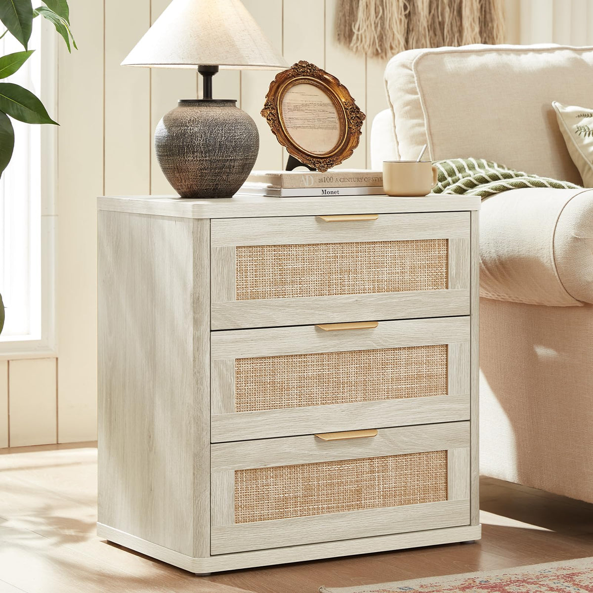 Rattan 23" Nightstands with Drawers for Bedroom (2 Count)