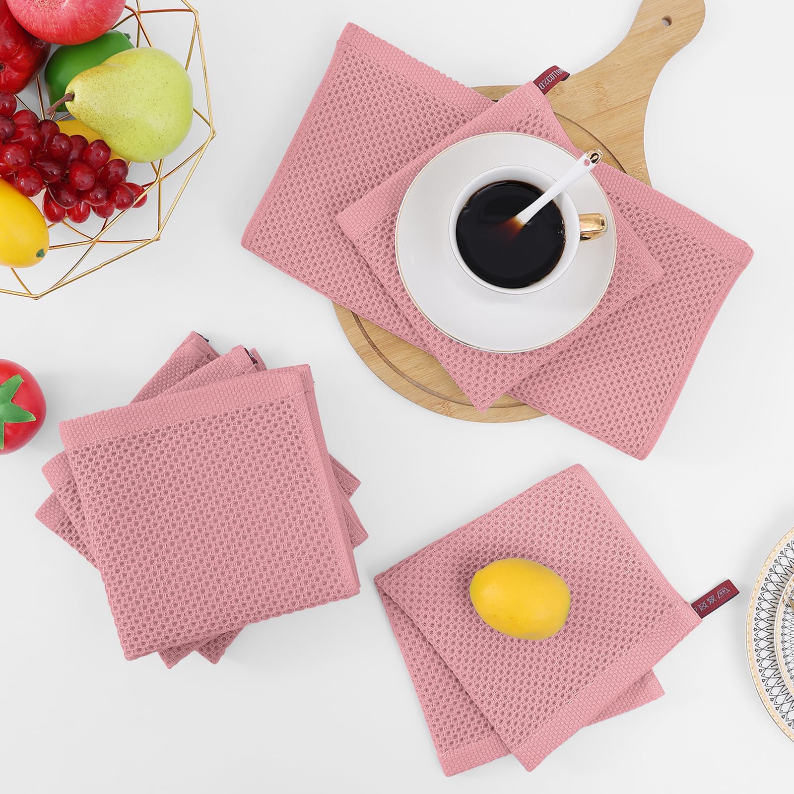 100% Cotton Waffle Weave Kitchen Dish Cloths 8 (8 Count)