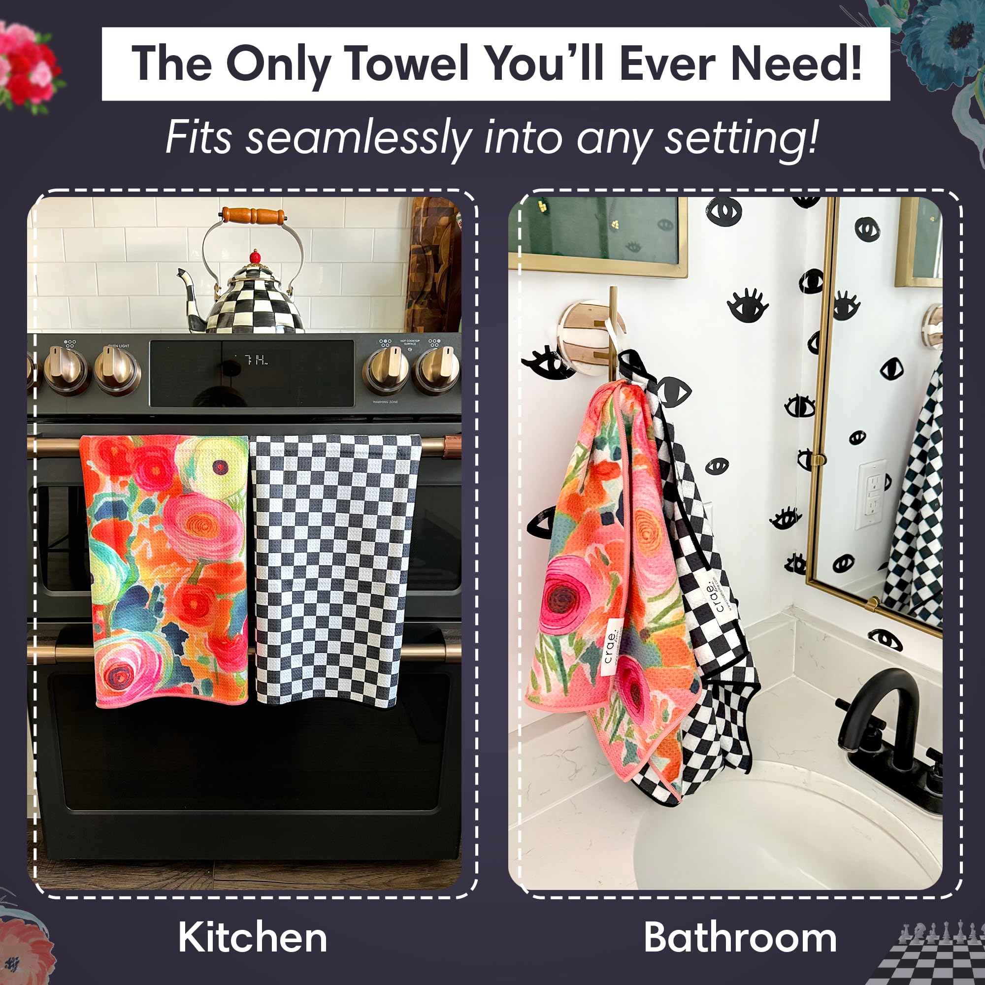 Double Sided Microfiber Hand Towels (2 Count)