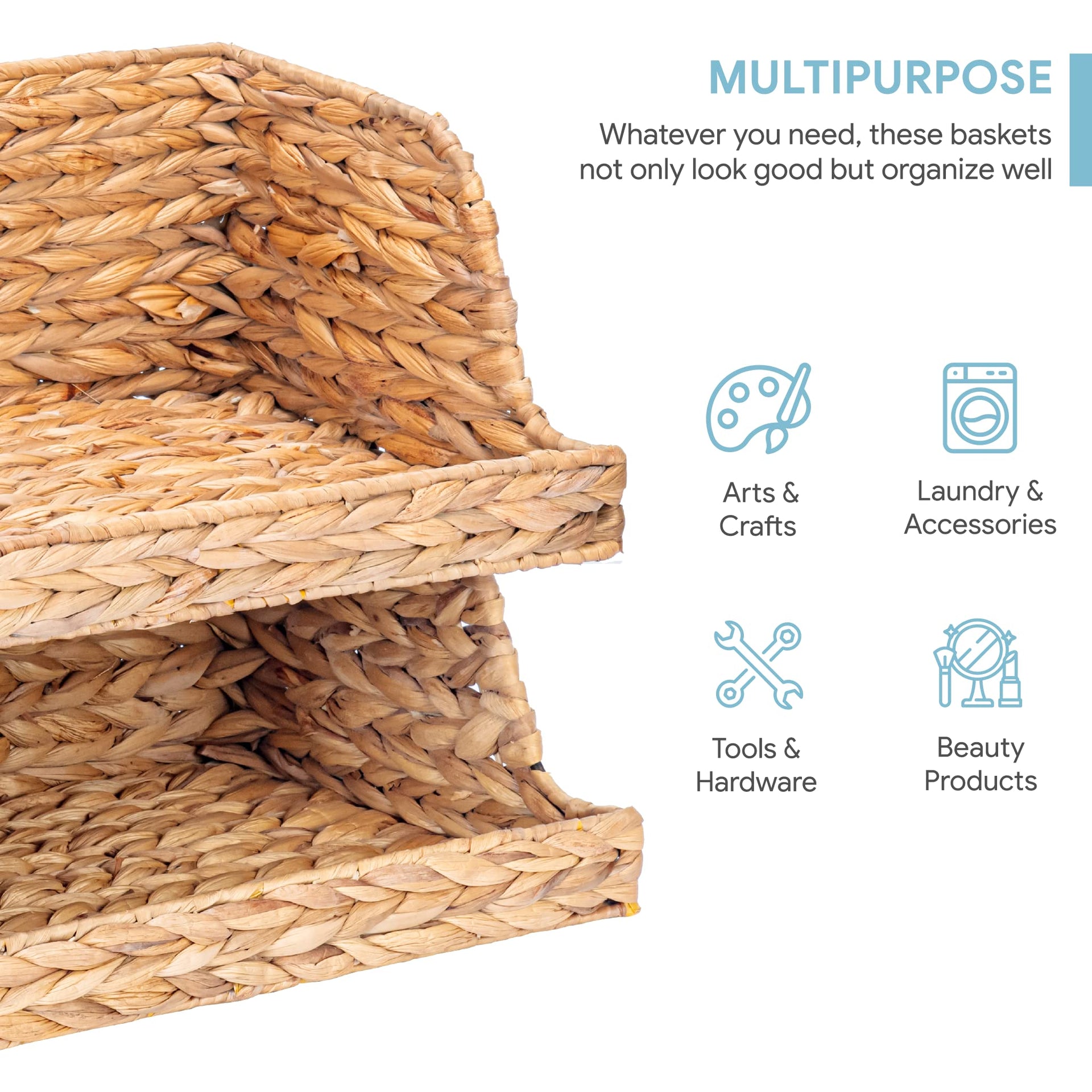 Water Hyacinth Storage Baskets with Large Open (2 Count)