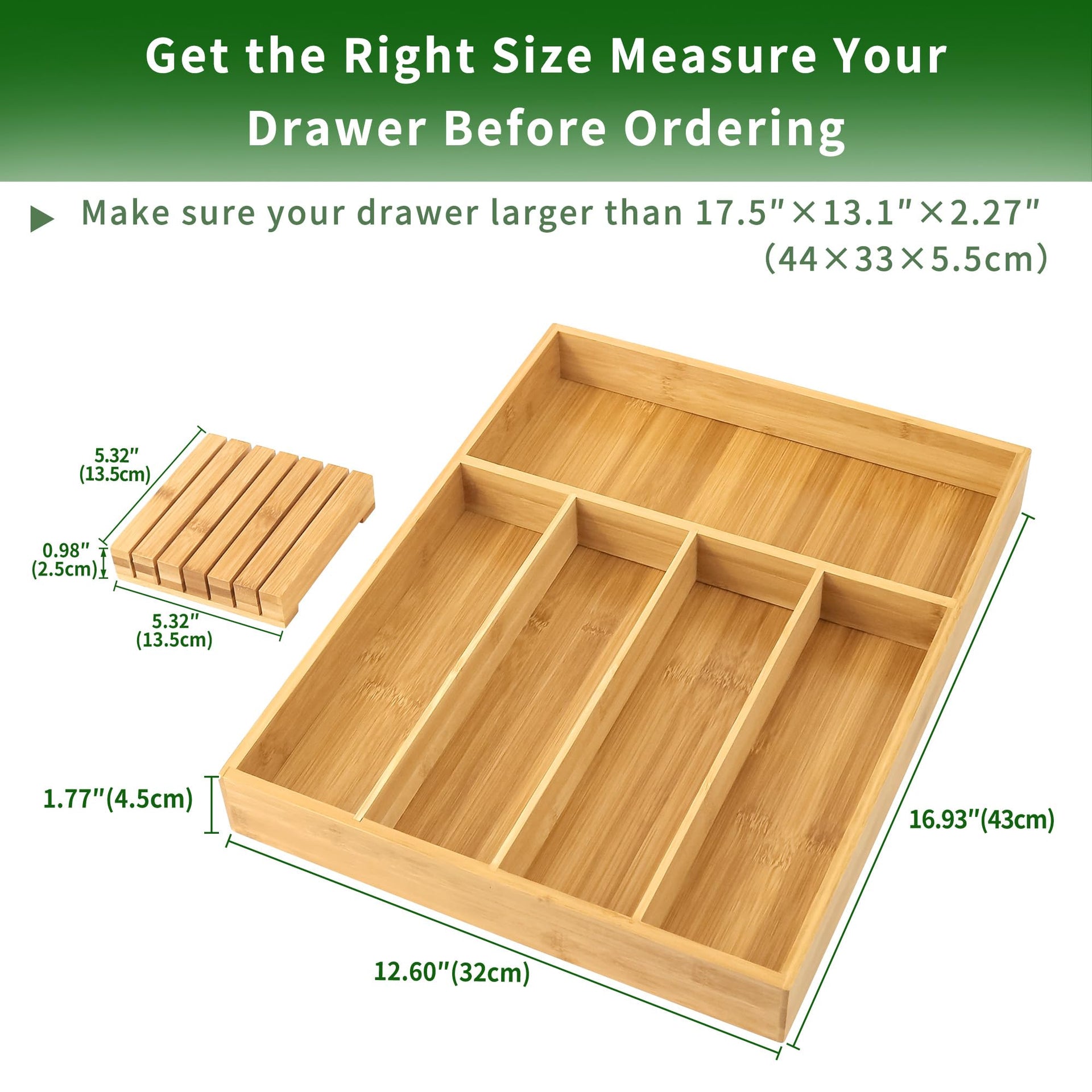 Bamboo Silverware Drawer Organizer