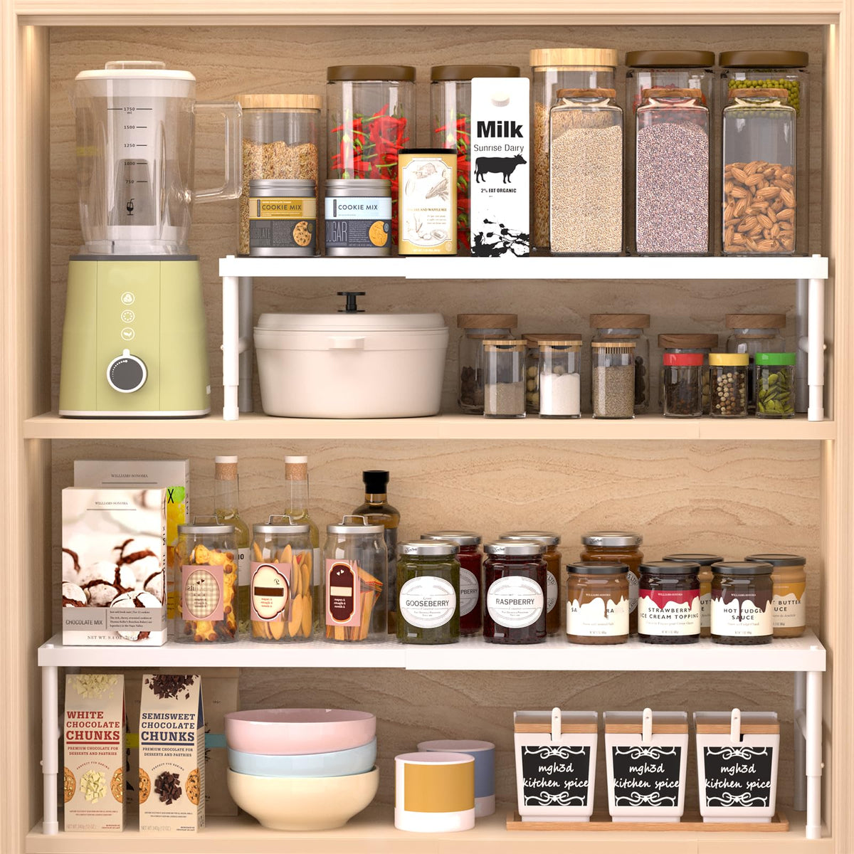 Kitchen cabinet organizer shelf