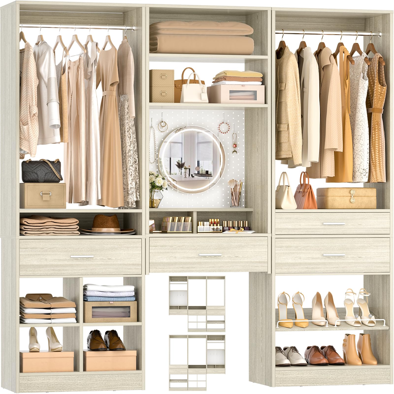 75" Modular Closet System with Magnetic Pegboard (3 Count)