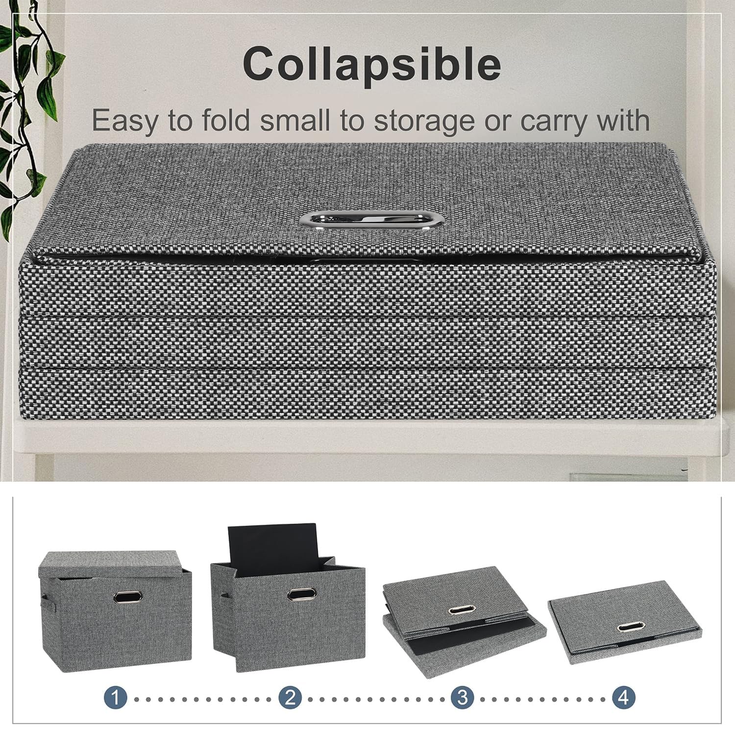 Storage Bins with Lids Fabric Closet Organizers Cubes Office Organization (3 Count)