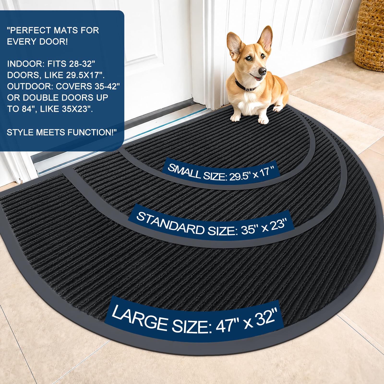 Half Circle Front Door Mat 29.5x17