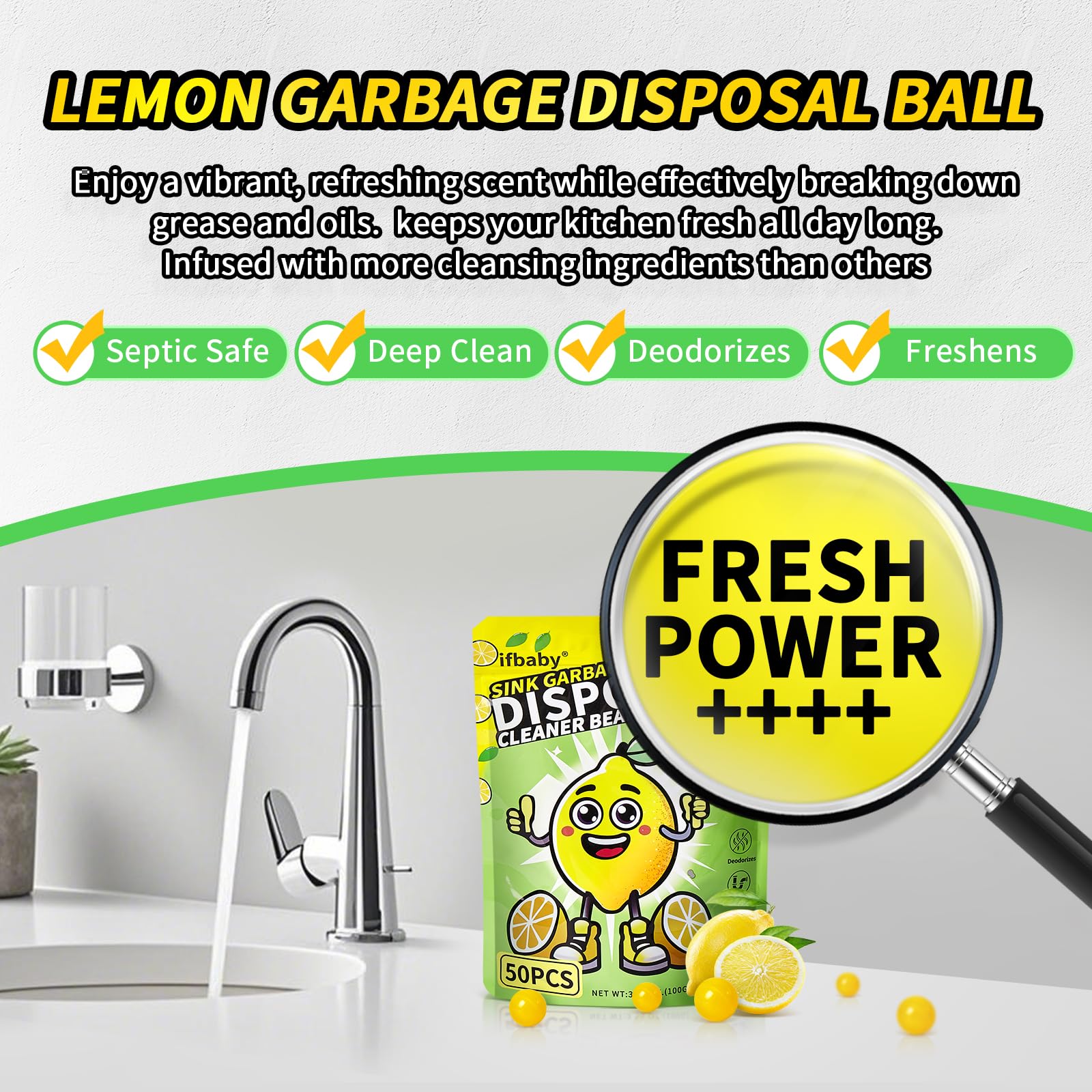 50 Count Garbage Disposal Cleaner and Deodorizer (6.7 Ounce)