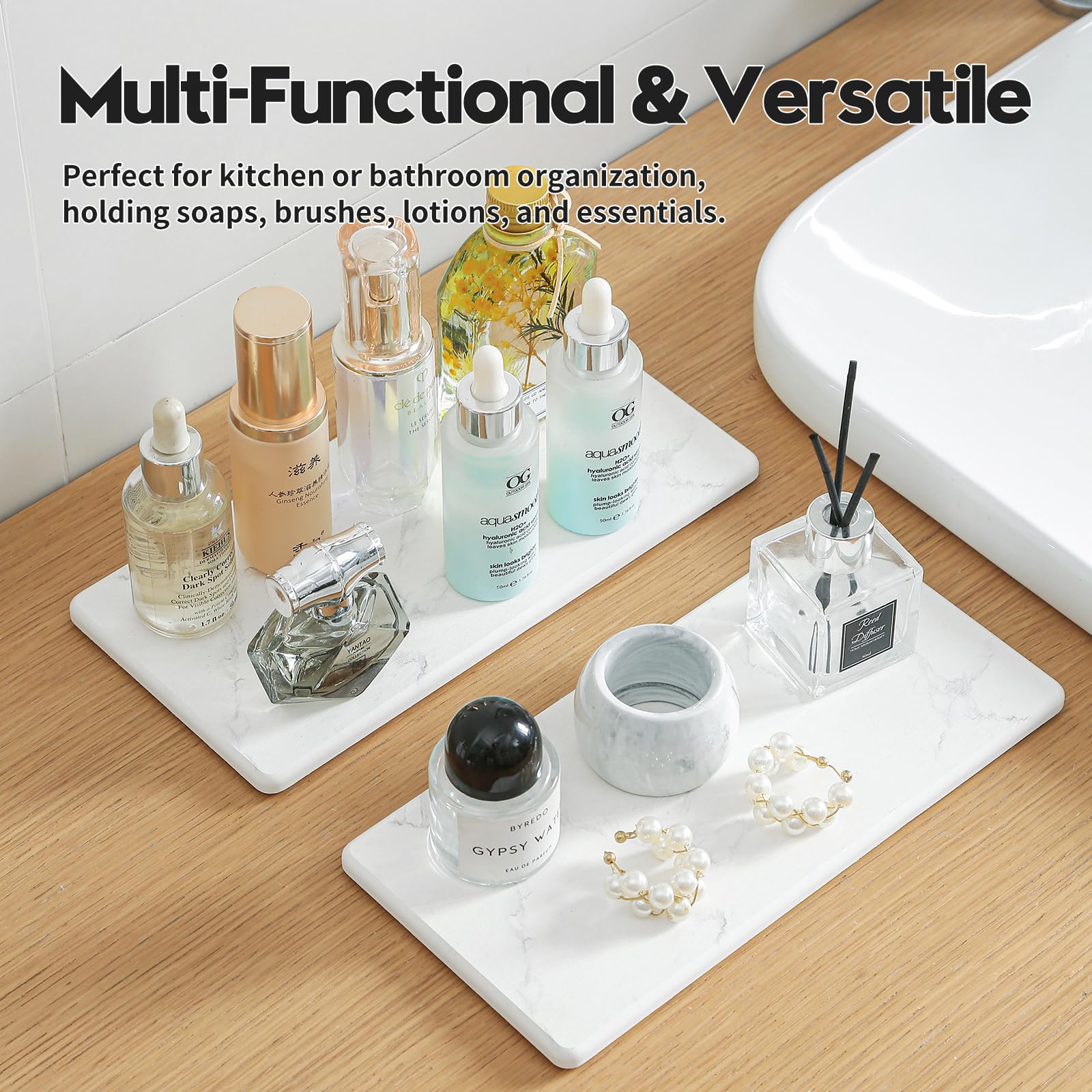 2PCS 10"x 5" Large Bathroom Sink Vanity Trays (2 Count)