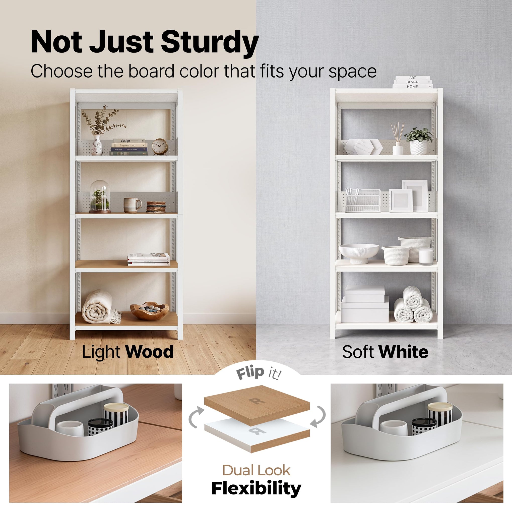 House White 32" W 5 Tier Pegboard Storage Shelves Heavy Duty