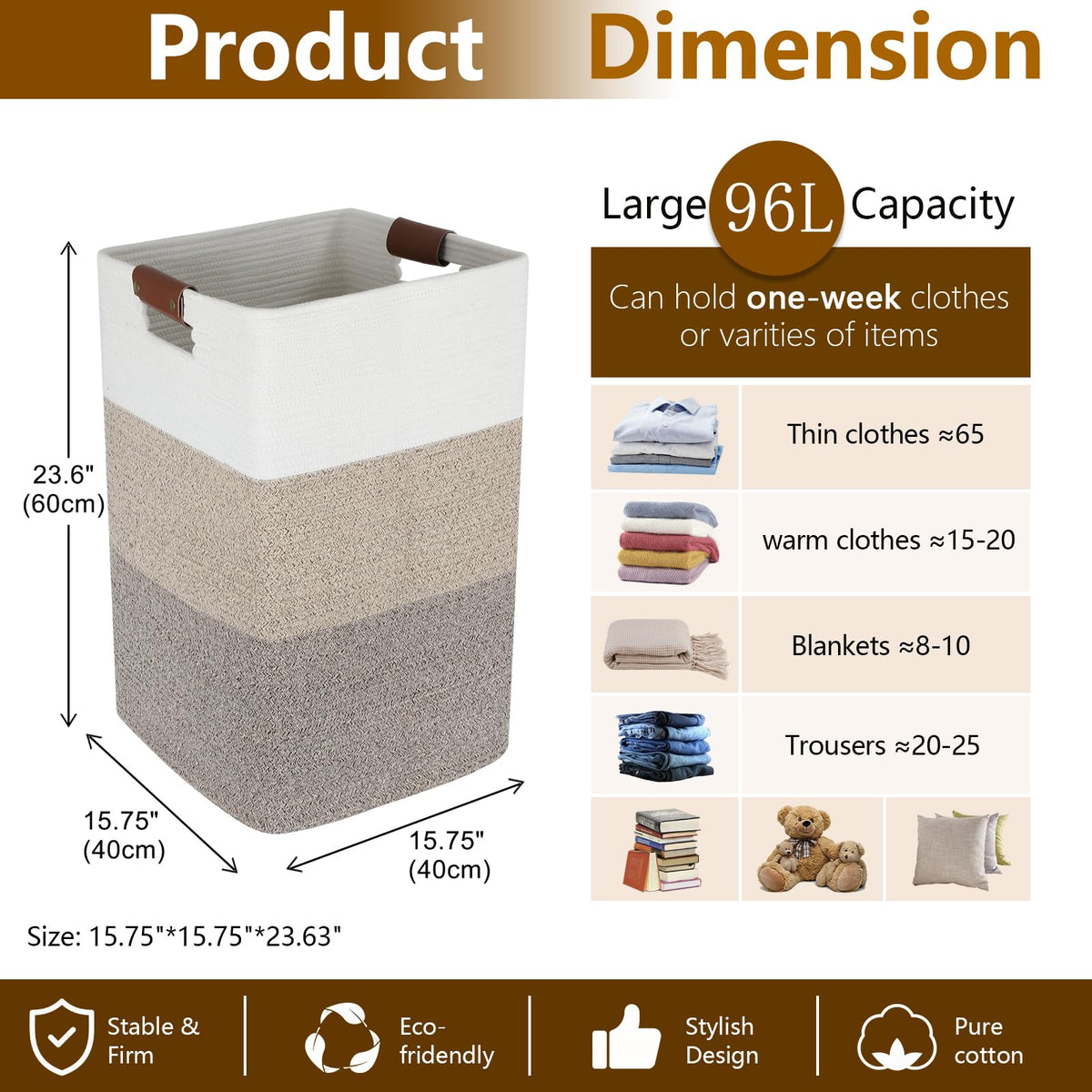 Laundry Hamper 96L Extra Large Laundry Basket