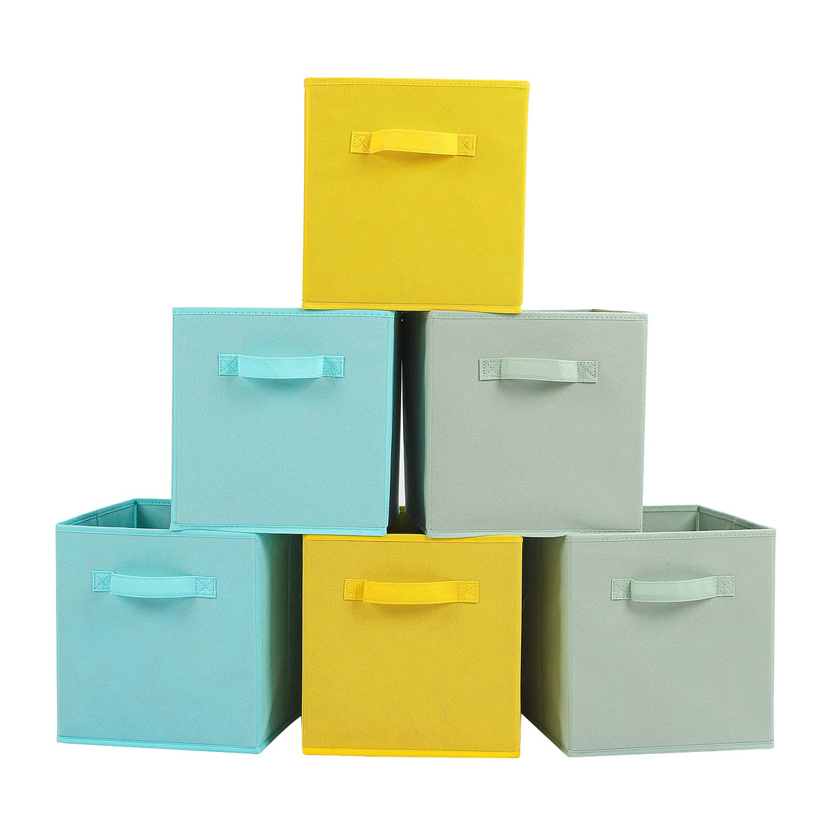 13x13x13 Inch Fabric Storage Bins 6 Pack Fun Colored Storage Cubes with Handles Foldable Cube Baskets for Home