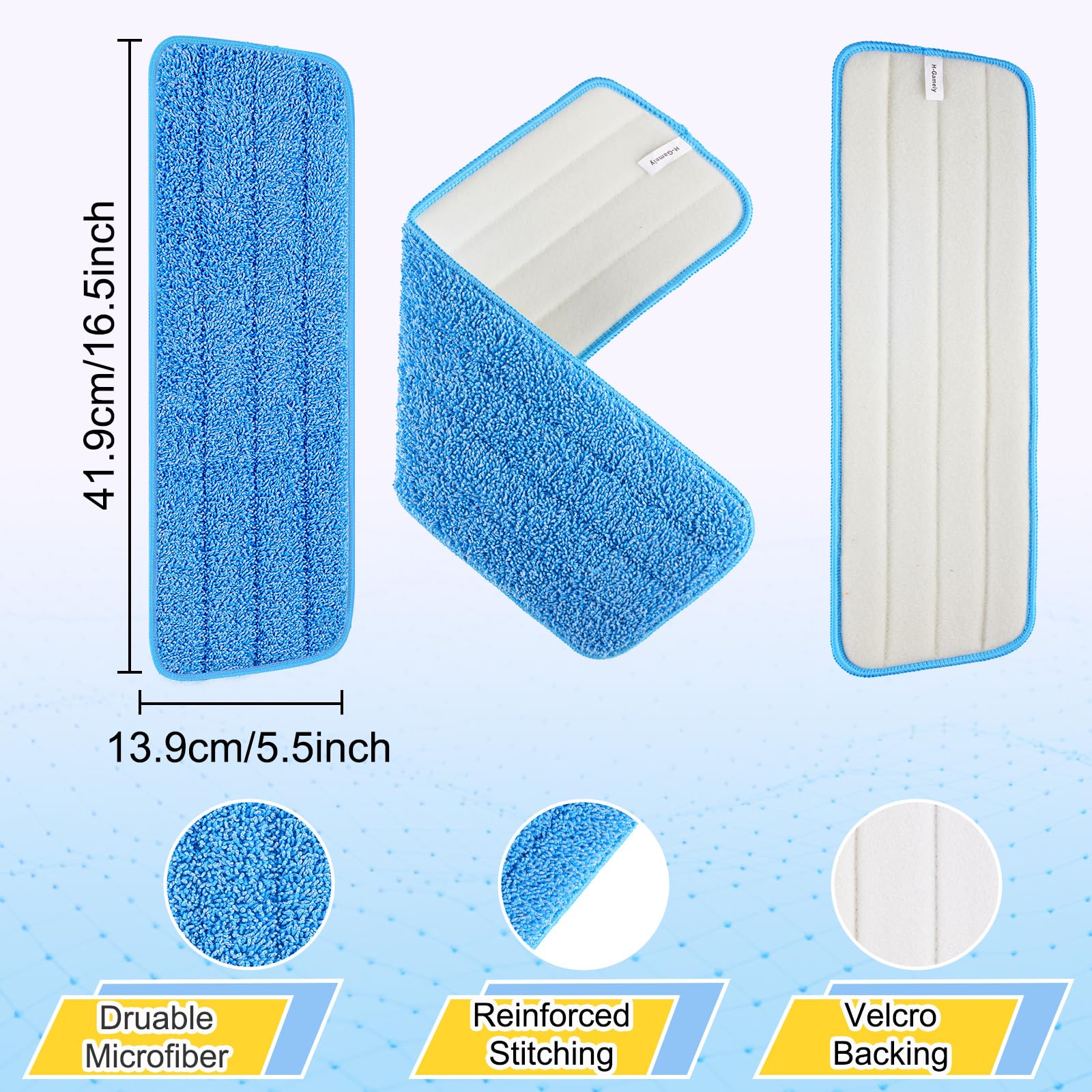 8 Pack 16.5 inch Reusable Mop Pads Microfiber Spray Mop Replacement Heads for Wet (8 Ounce)