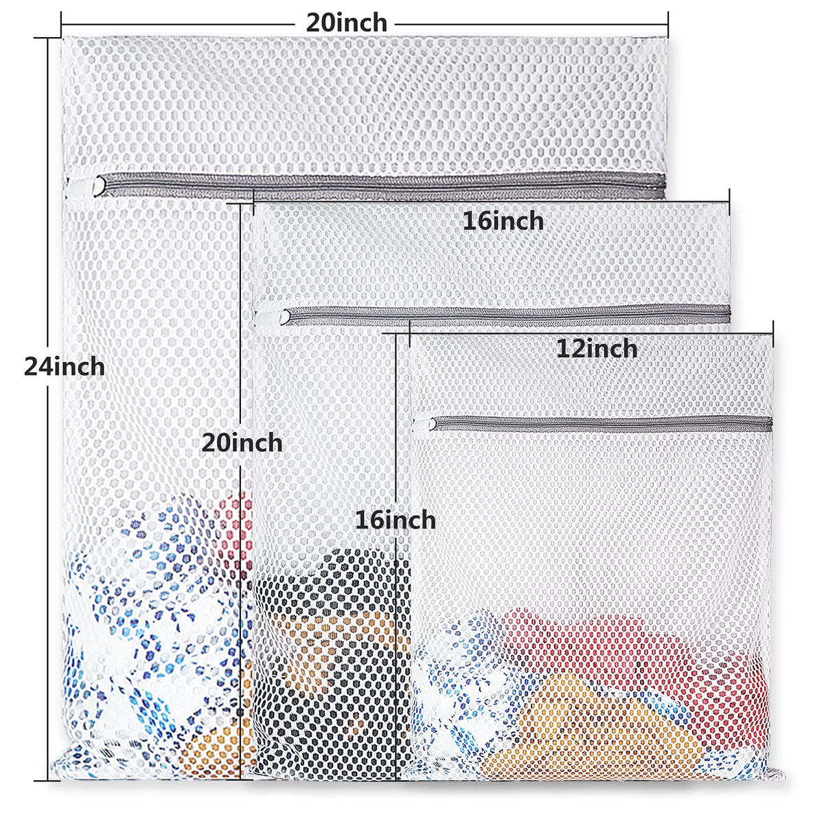 5Pcs Durable Honeycomb Mesh Laundry Bags for Delicates (5 Count)