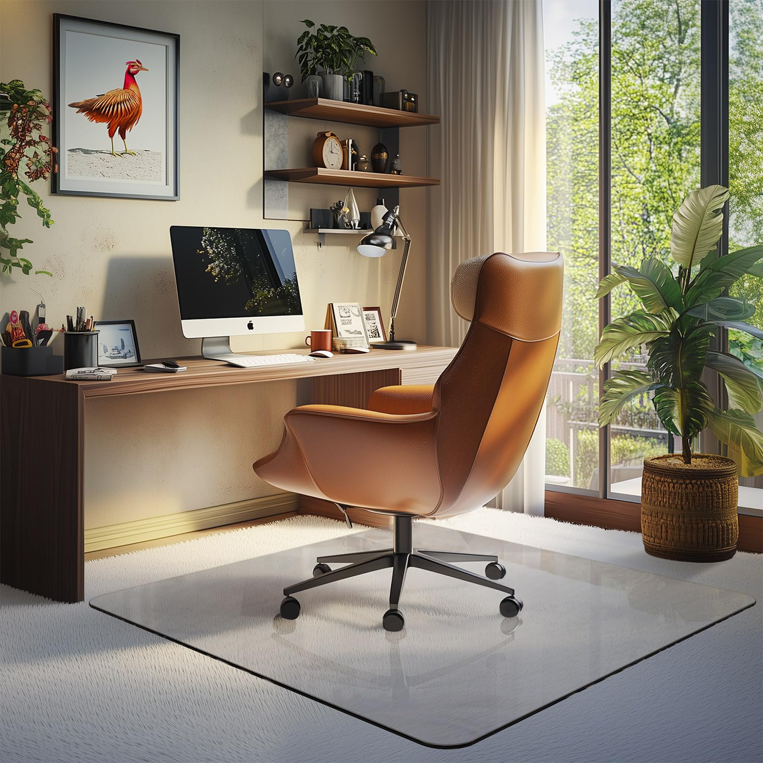 45"x45" Tempered Glass Chair Mat for Carpet & Hardwood Floors