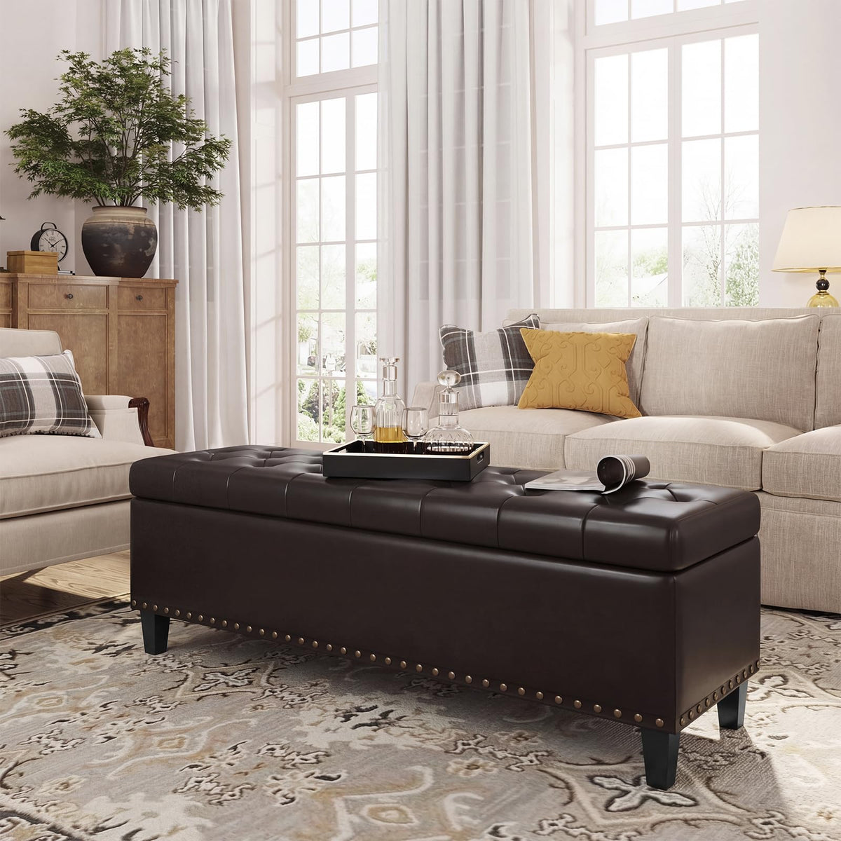 51 Inch Storage Ottoman Bench