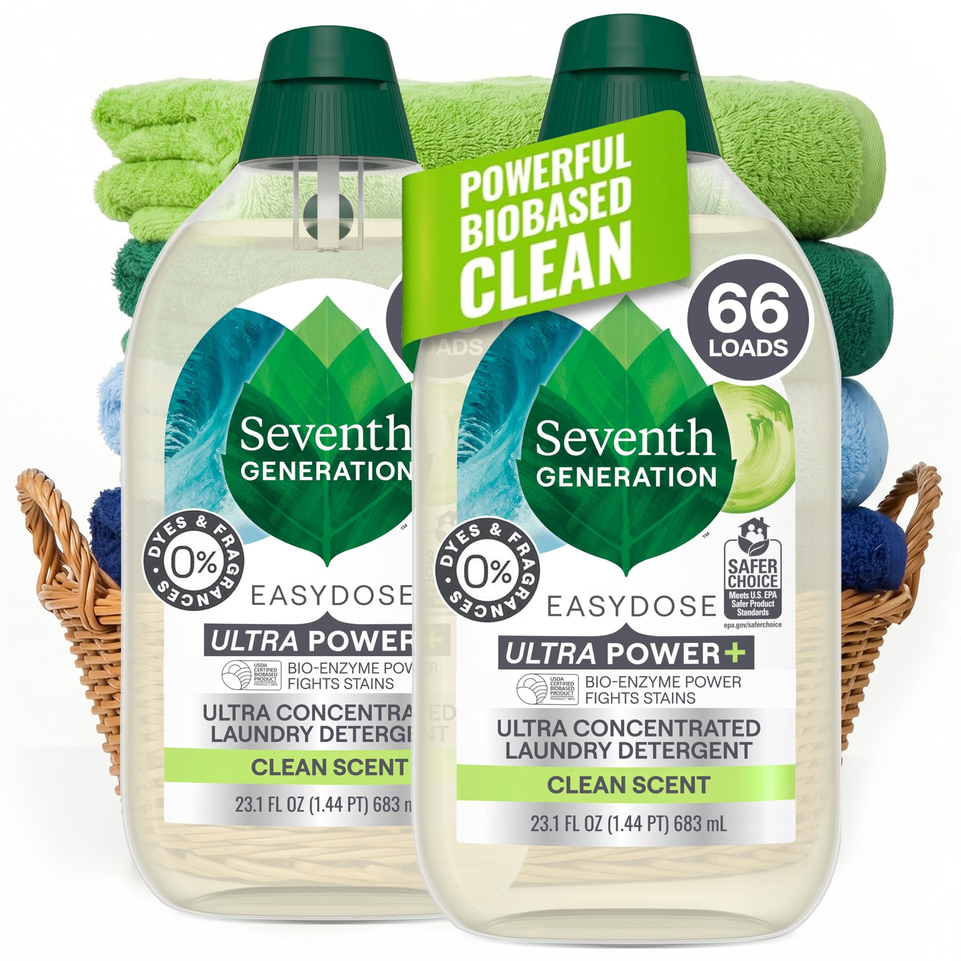 Laundry Detergent Ultra Concentrated Clean Scent oz 2 Pack 132 Loads (46.2 Fl Oz) - ModHome Supplies
