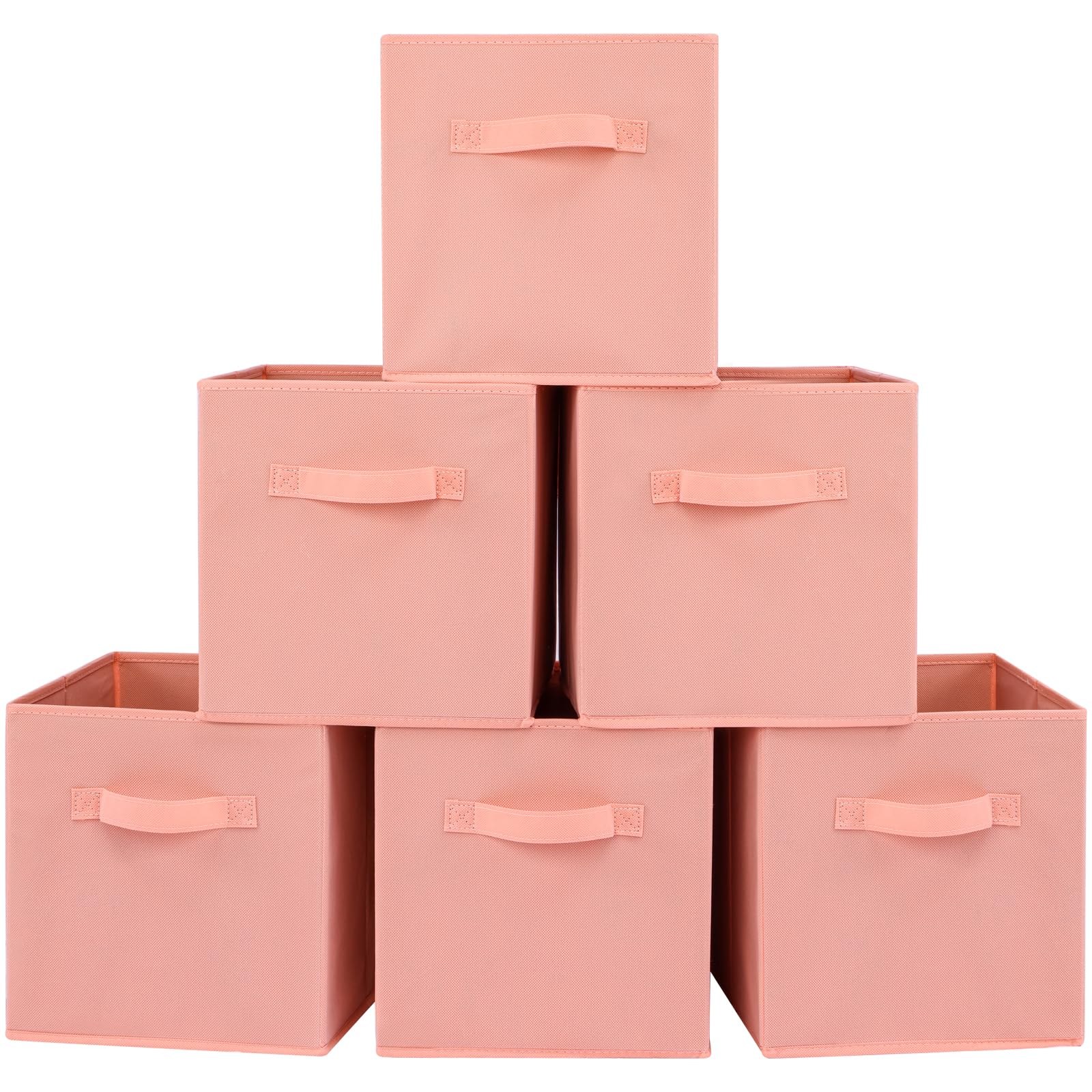Fabric Storage Bins 6 Pack Fun Colored Durable Storage Cubes with Handles Foldable Cube Baskets for Home (6 Count)
